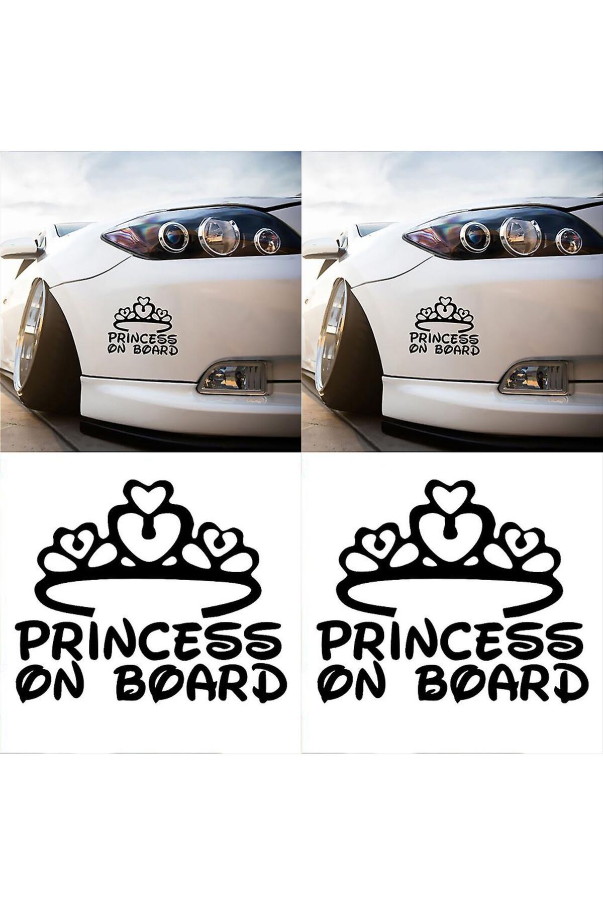 hediyenebak Princess On Board Araba, Motorsiklet, Kask, Laptop, Cam Sticker 17x14 Cm