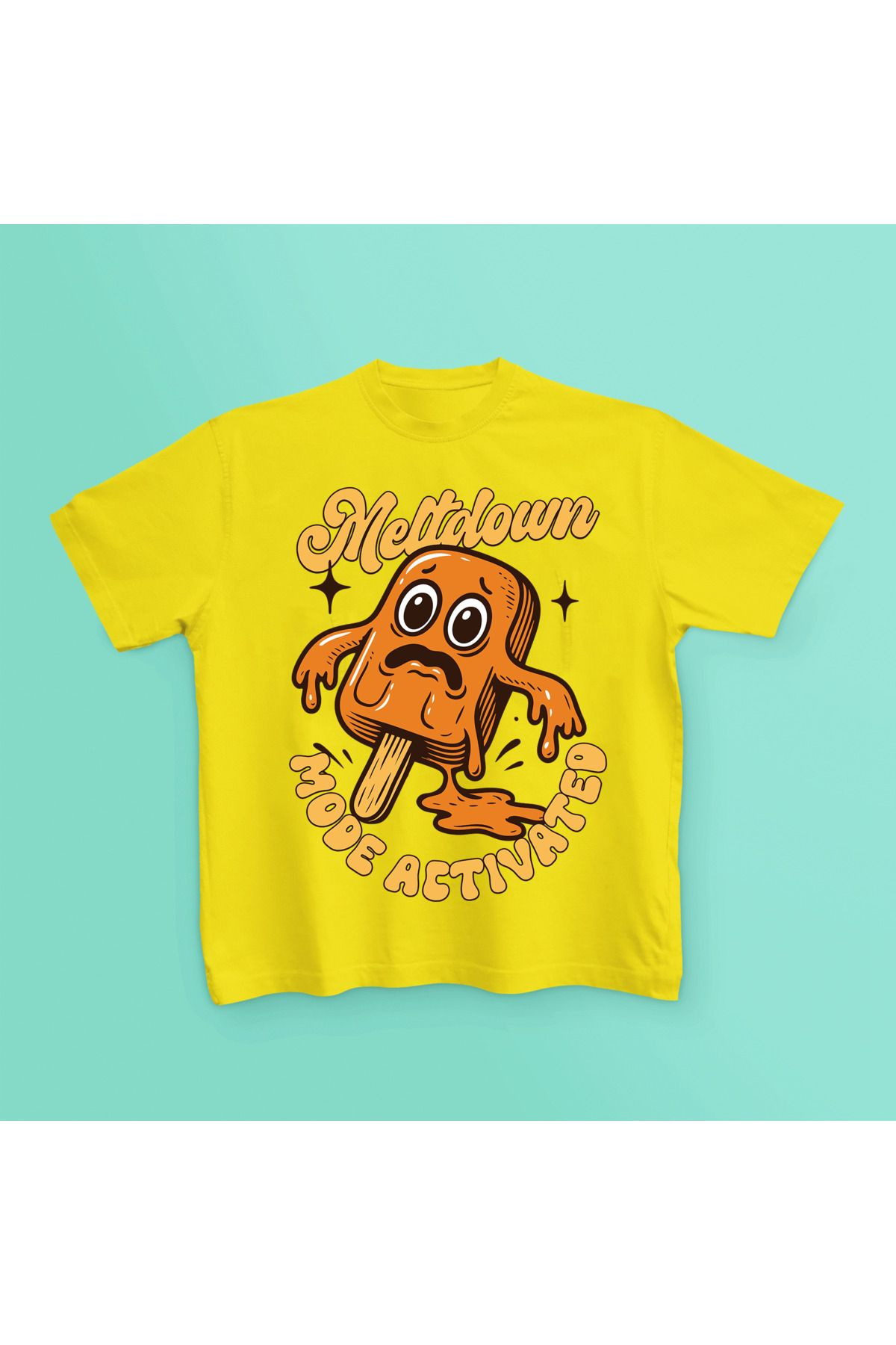 MAGORS MELTED ICE-CREAM BASKILI PAMUKLU BİSİKLET YAKA KISA KOLLU GENÇ VE ÇOCUK TSHIRT
