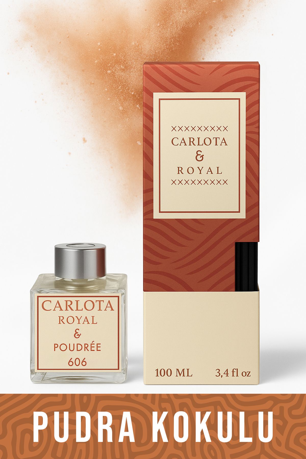 MATEO CARLOTA Royal Poudrée 100ml Bambu Çubuklu Oda Kokusu | Uzun Süre Kalıcı Pudra Kokulu| 606 |