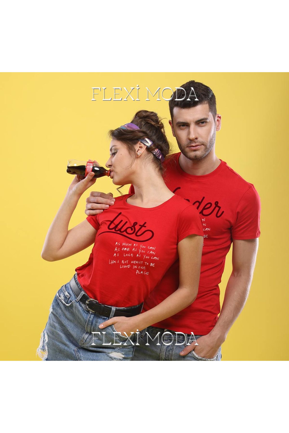 Hunors Sportswear & Company Wander Lust! Couples Temalı Sevgili Çift Kombini Oversize 2'li Tişört