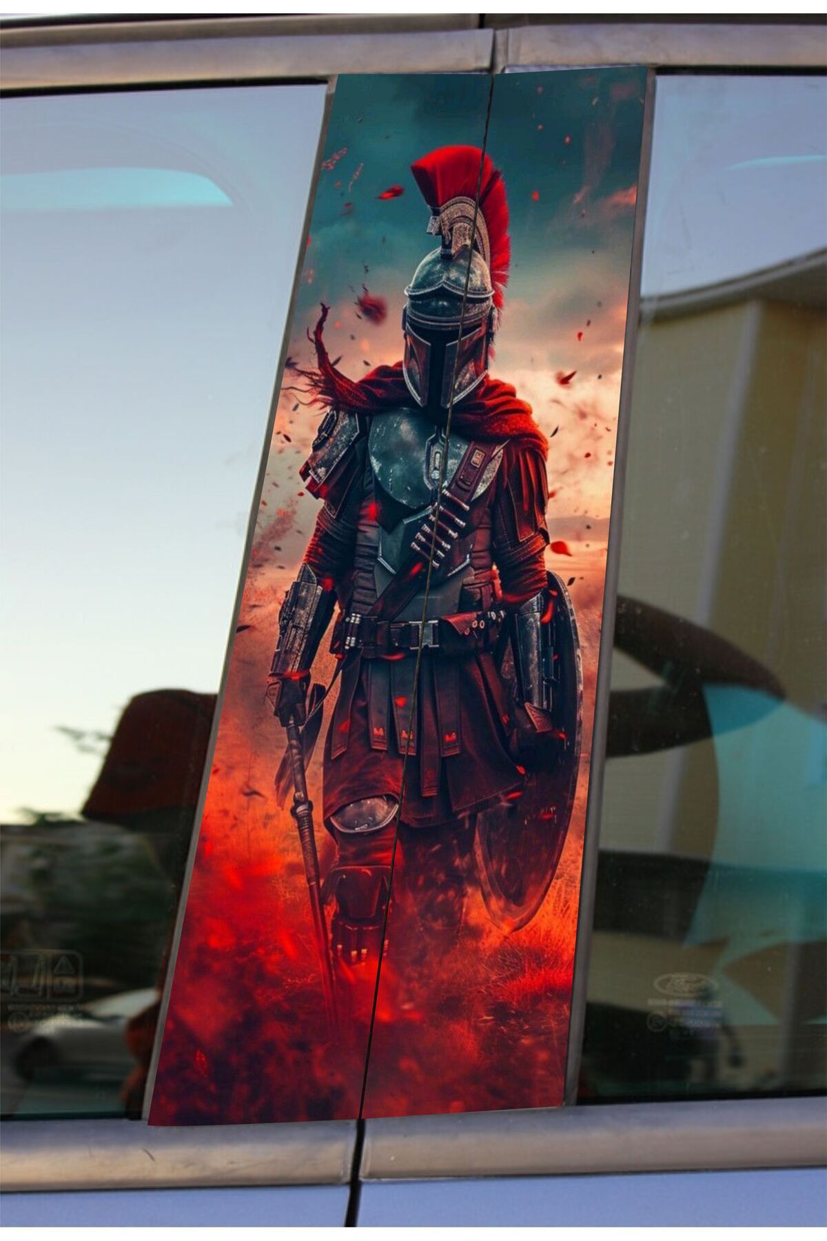 hediyenebak Spartacus Baskılı Araç Kapı Direk Kaplama Folyo Sticker 2'li (SAĞ&SOL)