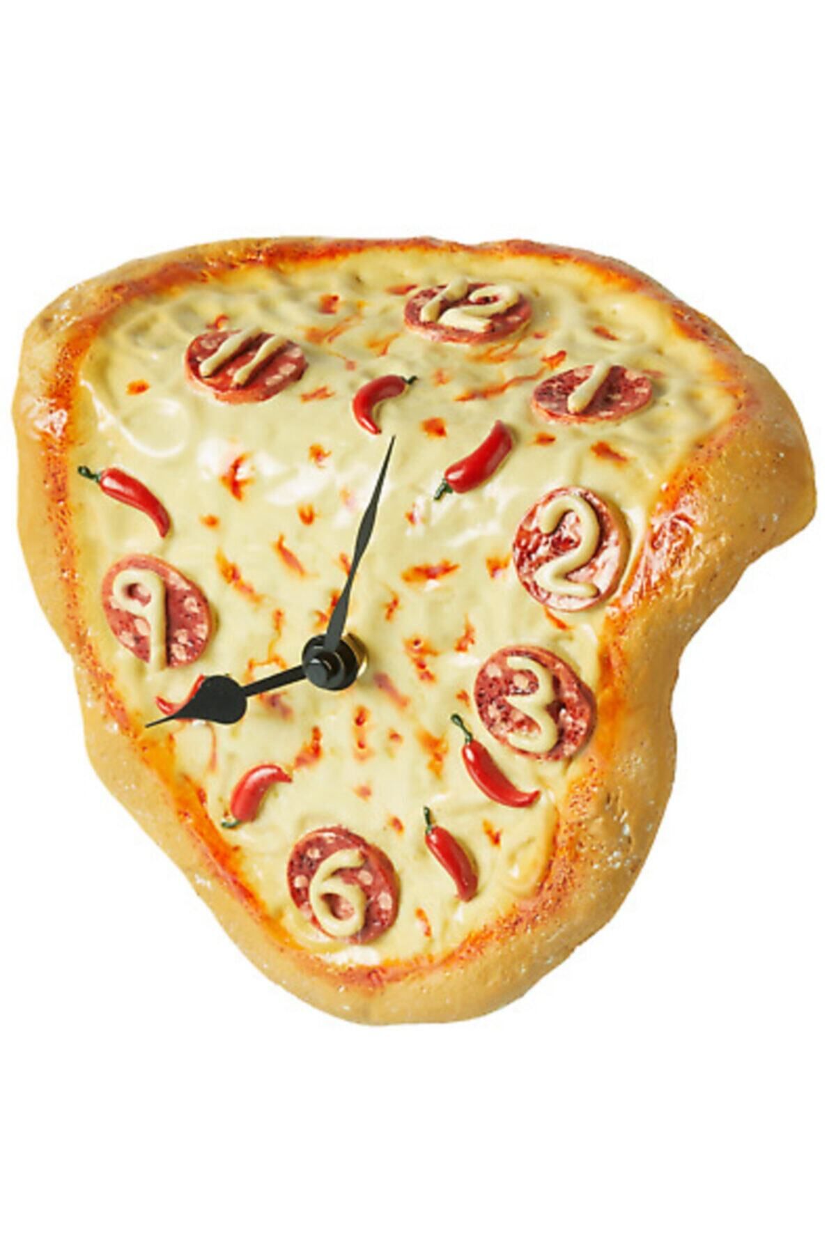 Saatistan Gerçek Gibi Eriyen Pizza Raf Saati ve Hediyelik Saat Seti