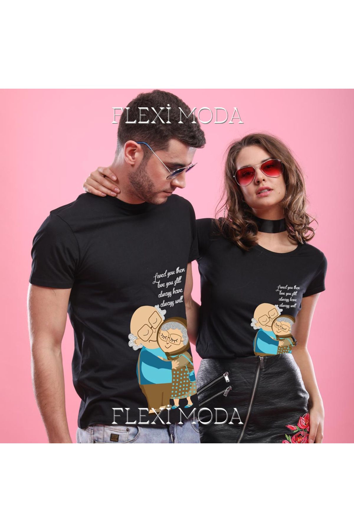 Hunors Sportswear & Company Love You Always, Couples Yazılı Sevgili Çift Kombini Oversize 2'li Tişört