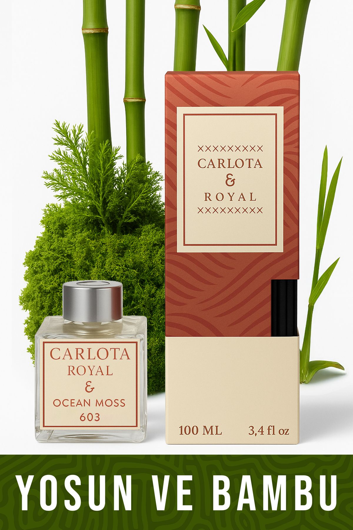 MATEO CARLOTA Royal Deniz Yosun Kokulu Ocean Moss 100ml Bambu Çubuklu Oda Kokusu | Kalıcı & Şık 🌿| 603 |