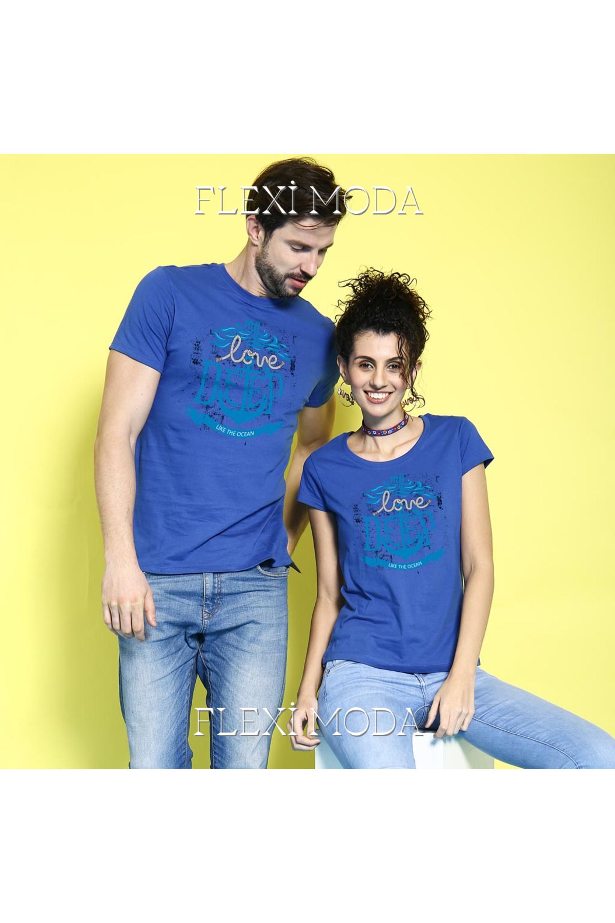 Hunors Sportswear & Company Love Deep Yazılı Sevgili Çift Kombini Oversize 2'li Tişört