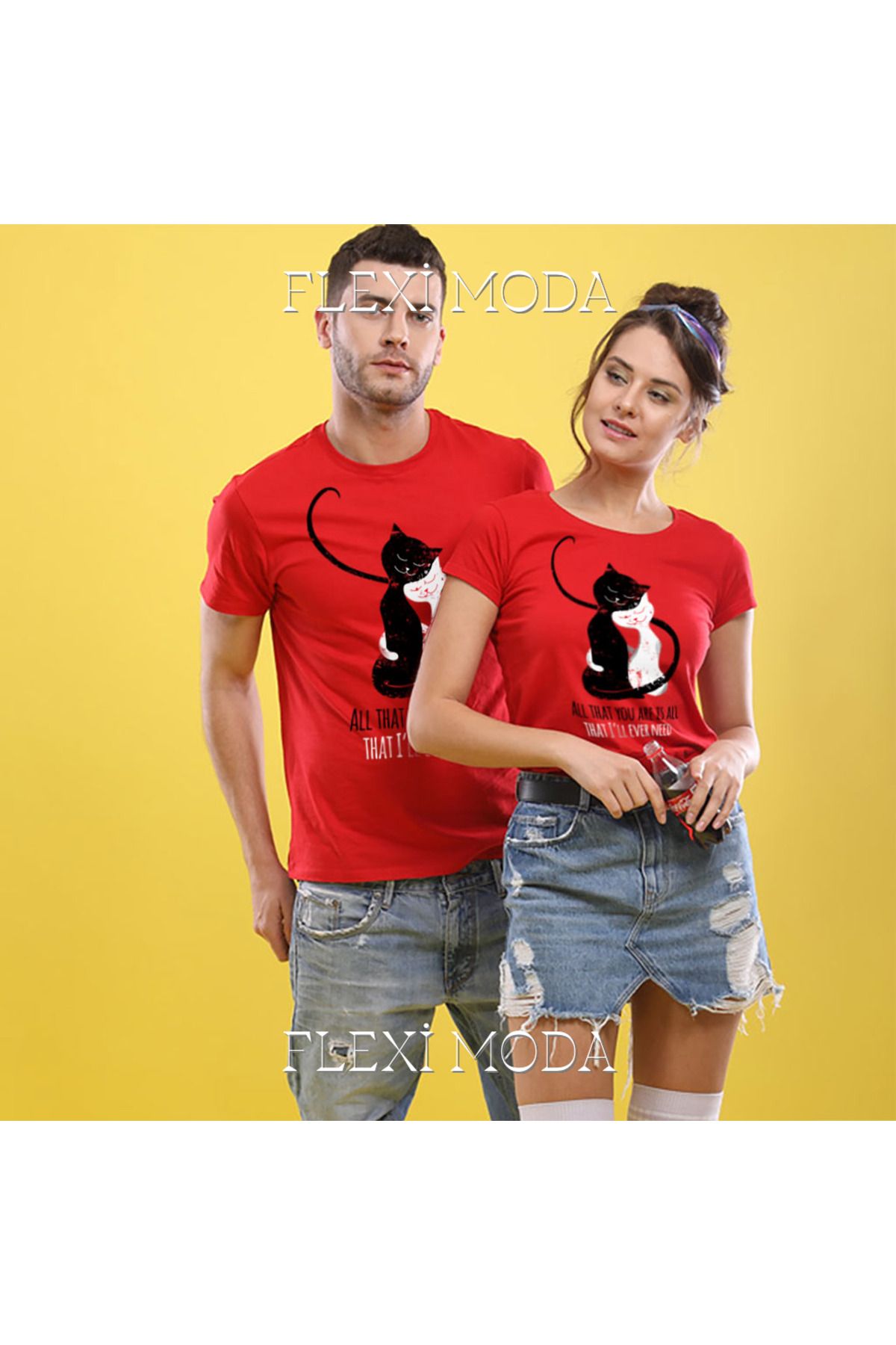 Hunors Sportswear & Company All That Your Is Temalı Sevgili Çift Kombini Oversize 2'li Tişört