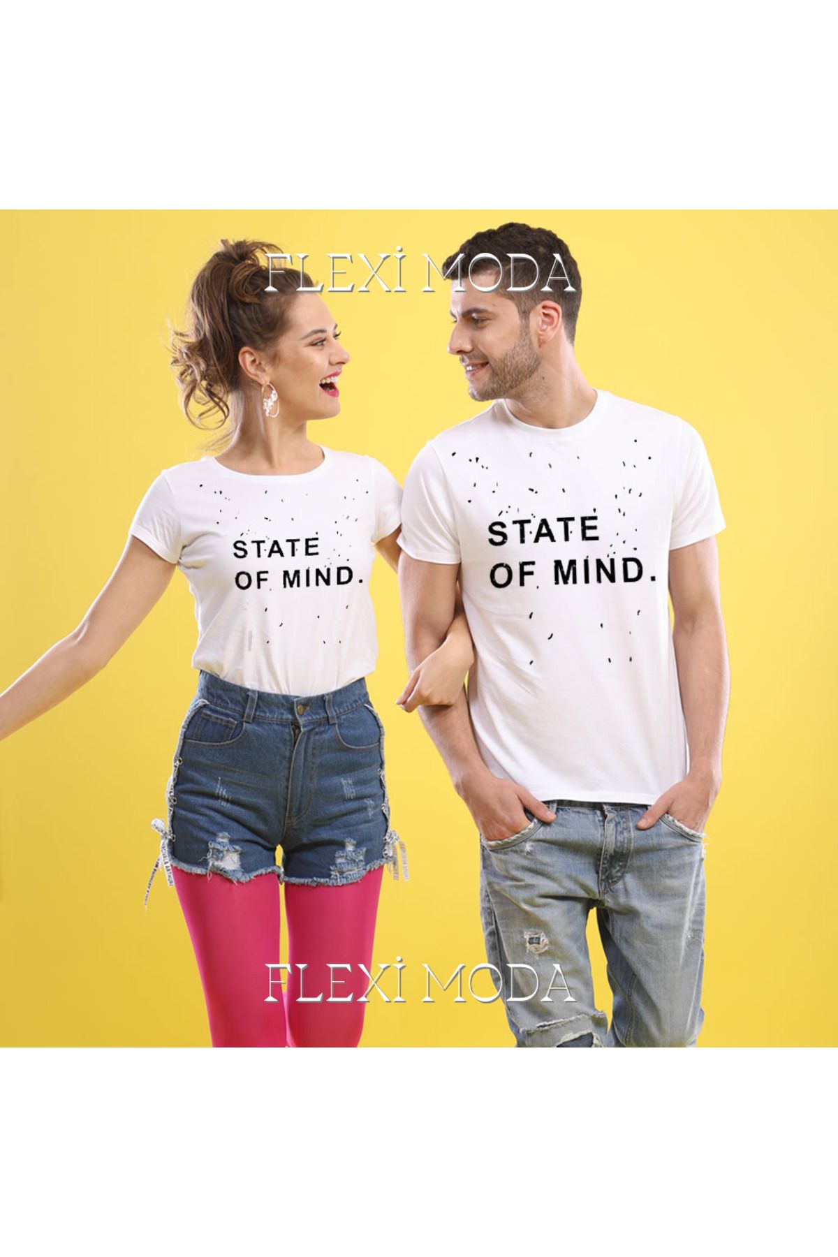Hunors Sportswear & Company State Of Mind Temalı Sevgili Çift Kombini Oversize 2'li Tişört