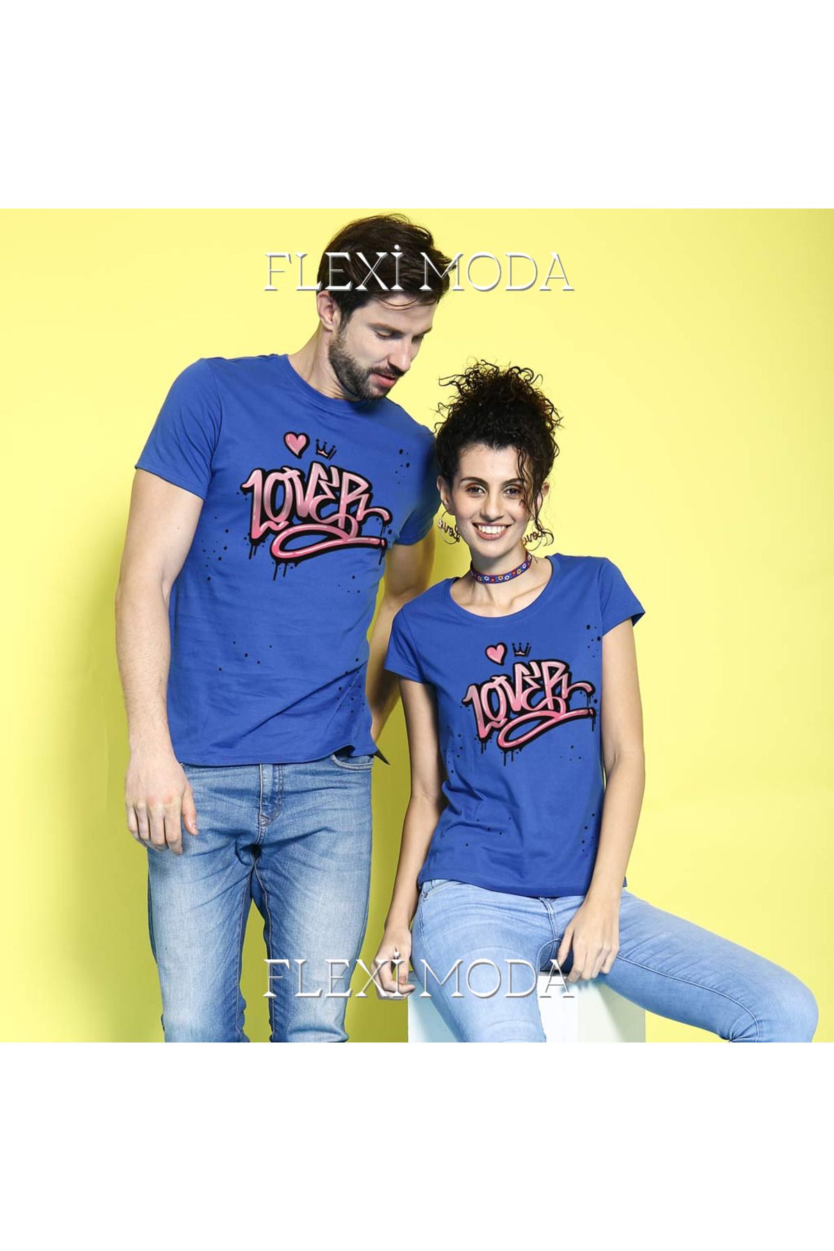 Hunors Sportswear & Company Lovers, For Couples Temalı Sevgili Çift Kombini Oversize 2'li Tişört