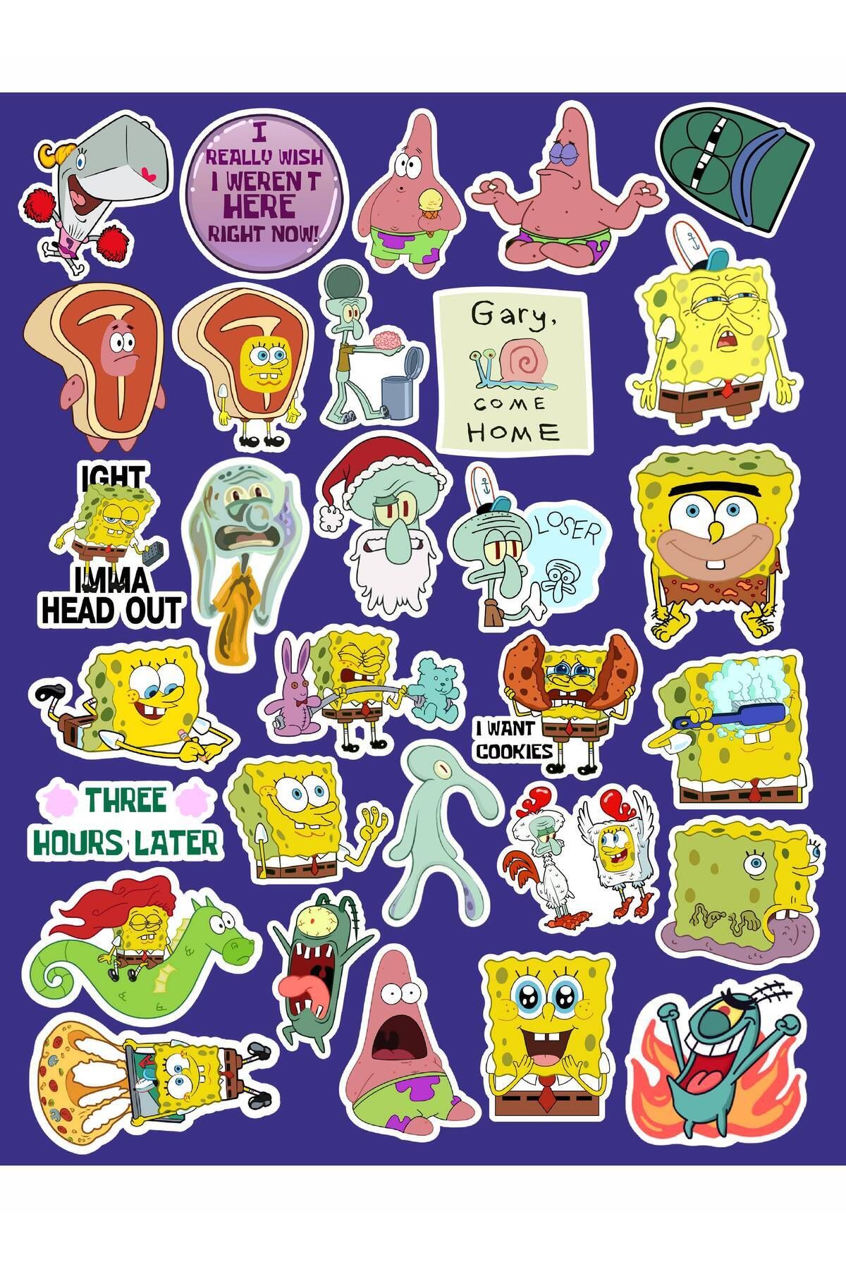 MS Major Selection Sünger Bob Kare Şort Seri 2 Sticker Telefon Laptop Notebook Tablet Defter Matara Stiker Etiket