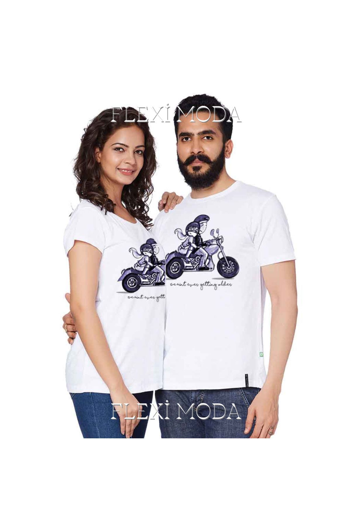 Hunors Sportswear & Company We Aint Ever Geting Older Temalı Sevgili Çift Kombini Oversize 2'li Tişört
