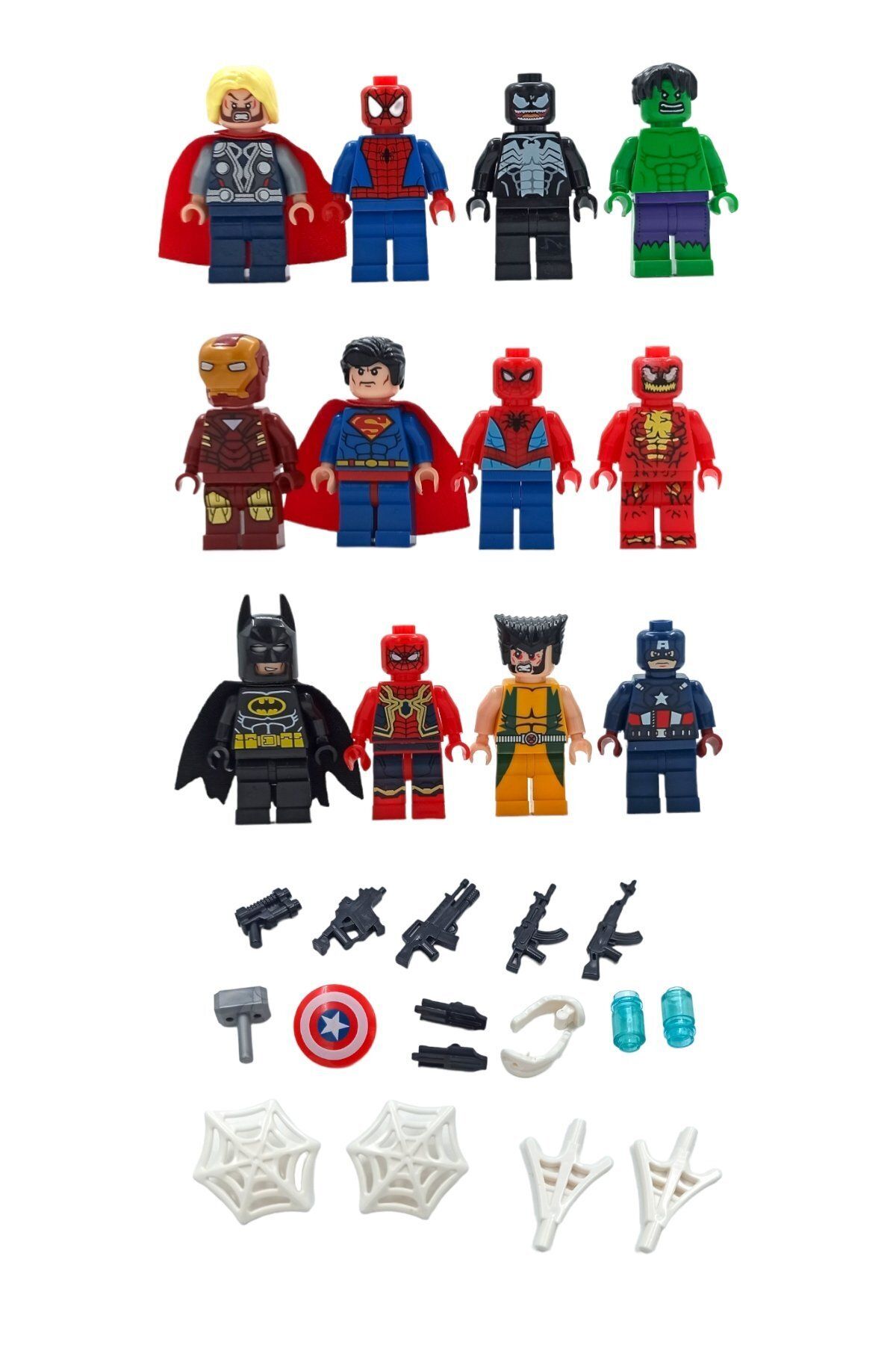 Ailenizin Oyuncakçısı Lego Uyumlu KAHRAMAN 12'li Figür Seti 4cm. Marvel Fanlarına Özel Evreninin En Büyük Kahramanları