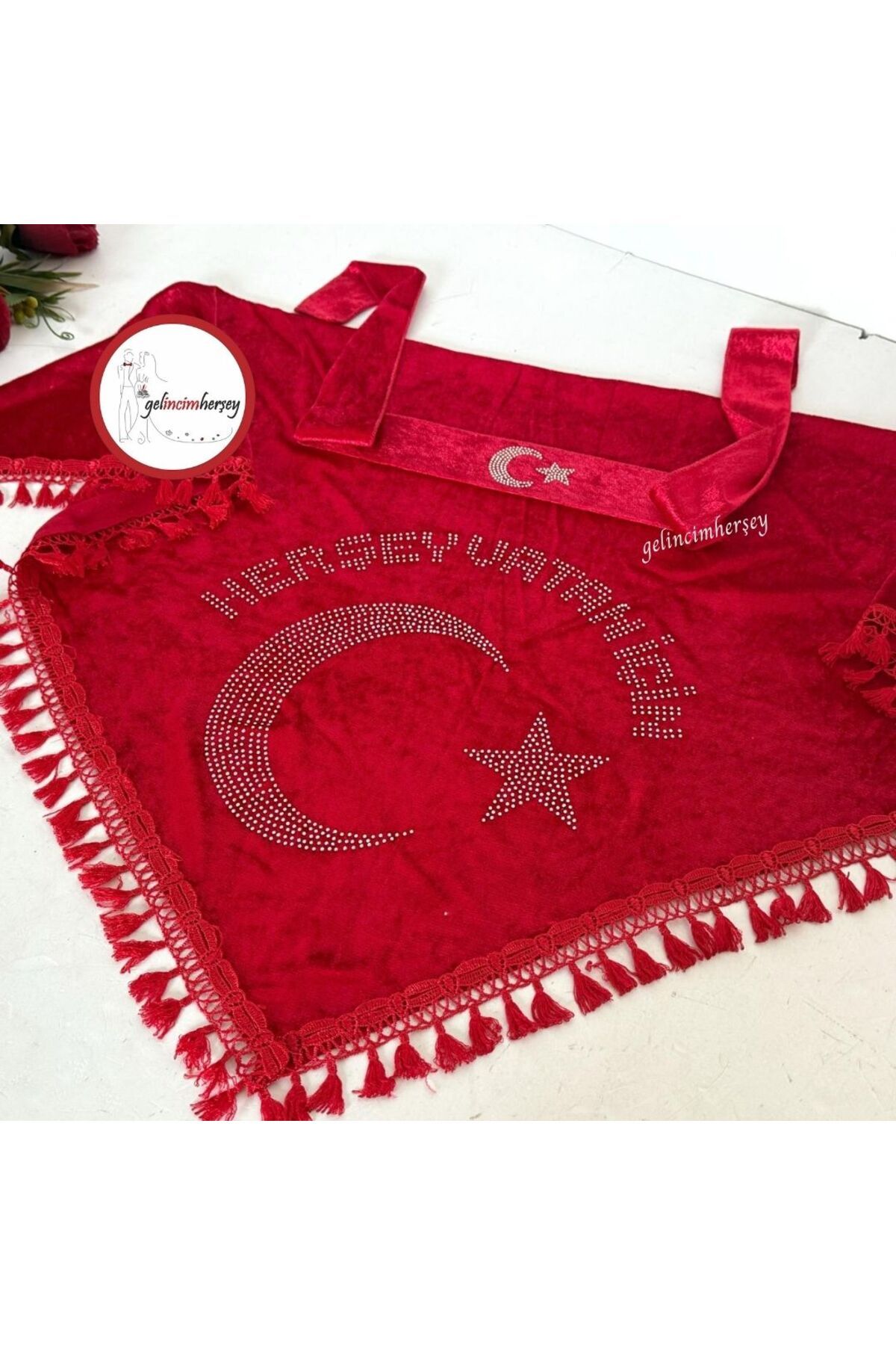Gelincimherşey Kadife Taş İşleme Her Şey Vatan İçin Yazılı Asker Duvağı
