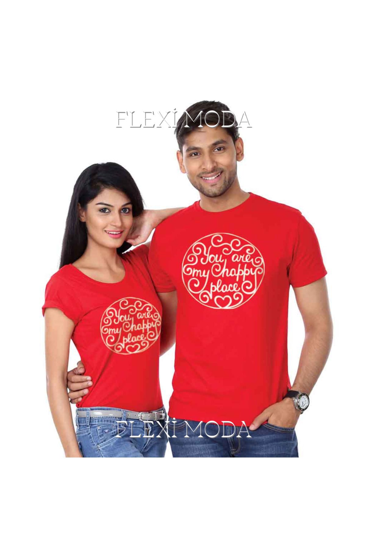Hunors Sportswear & Company You Are My happy Yazılı Sevgili Çift Kombini Oversize 2'li Tişört