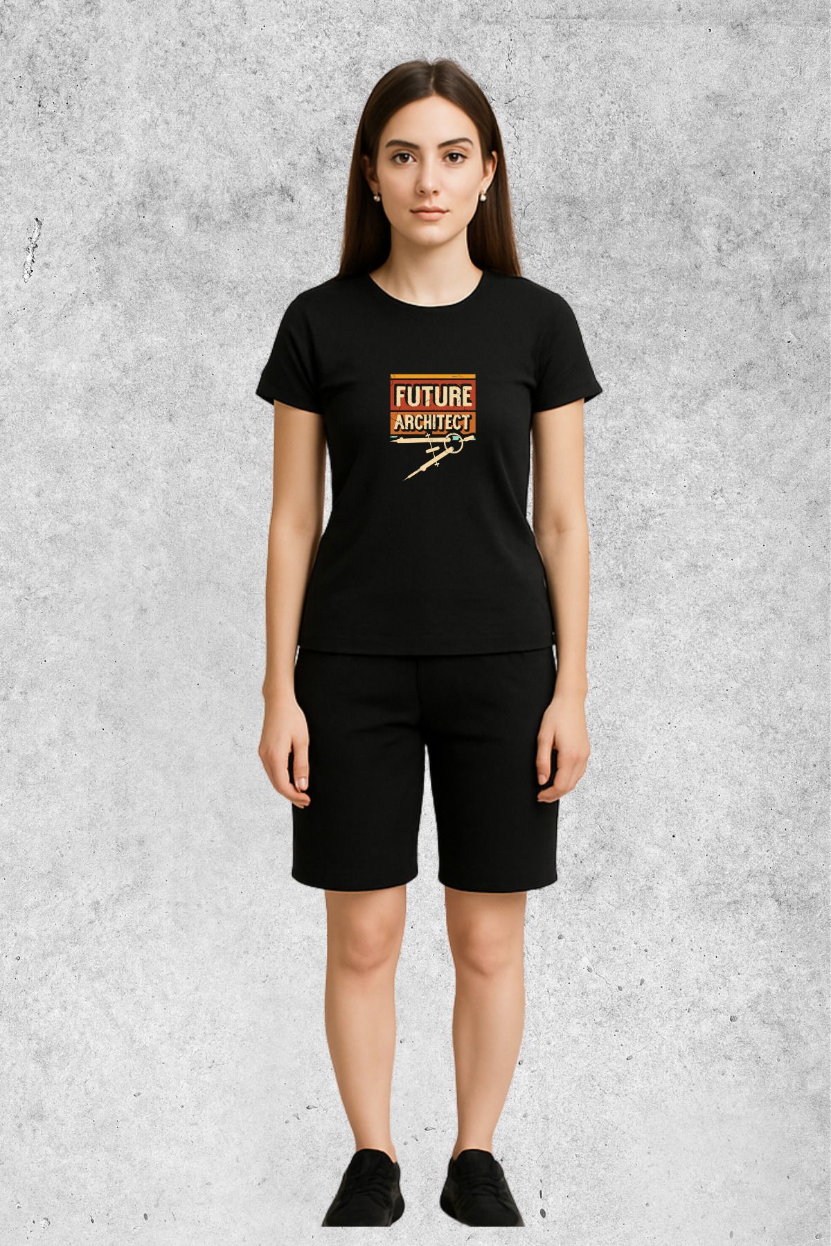 MOLICO Basic unisex sıfır yaka kısa kollu FUTURE baskılı tshirt