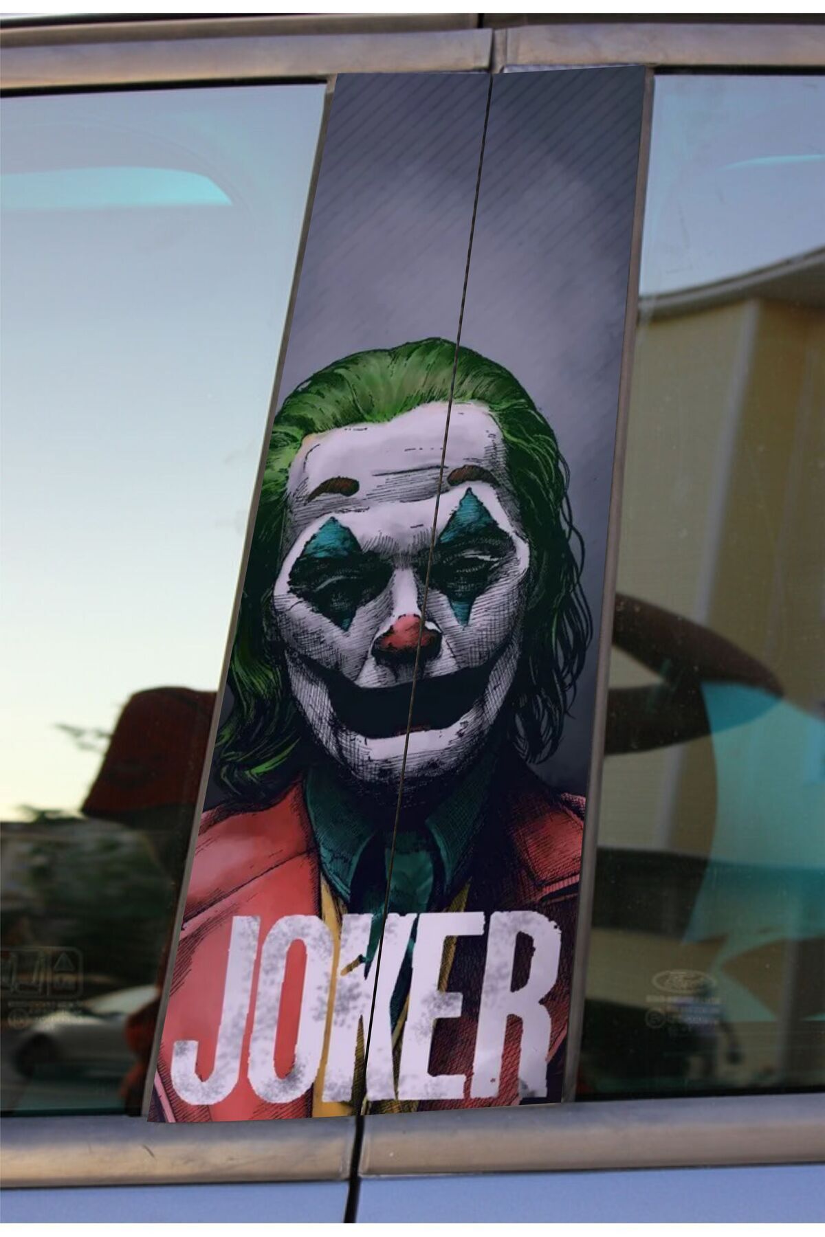 hediyenebak Joker Yüzü Maske Seri 2 Baskılı Araç Kapı Direk Kaplama Folyo Sticker 2'li (SAĞ&SOL)