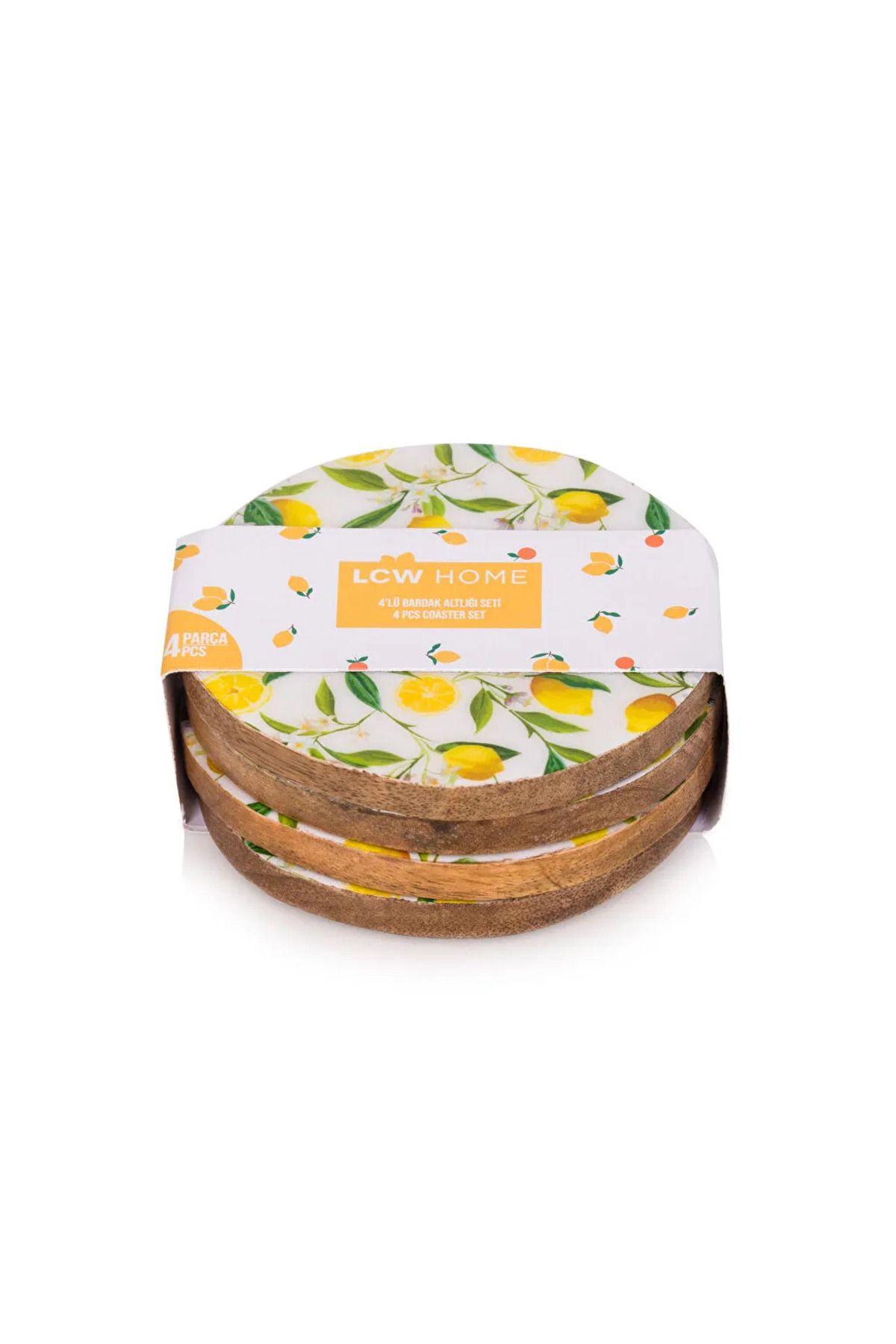LC Waikiki-Lcw Home Mixed Lemon Printed Coasters Set of 4 4