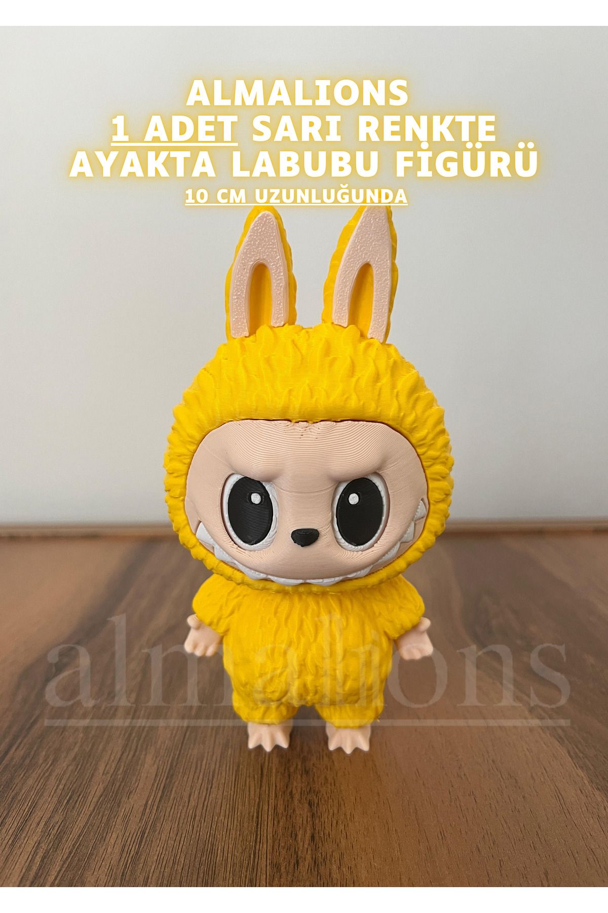 almalions Sarı Renkte Ayakta Labubu Figürü - 10 Cm - Plastik Figür - 1 Adet