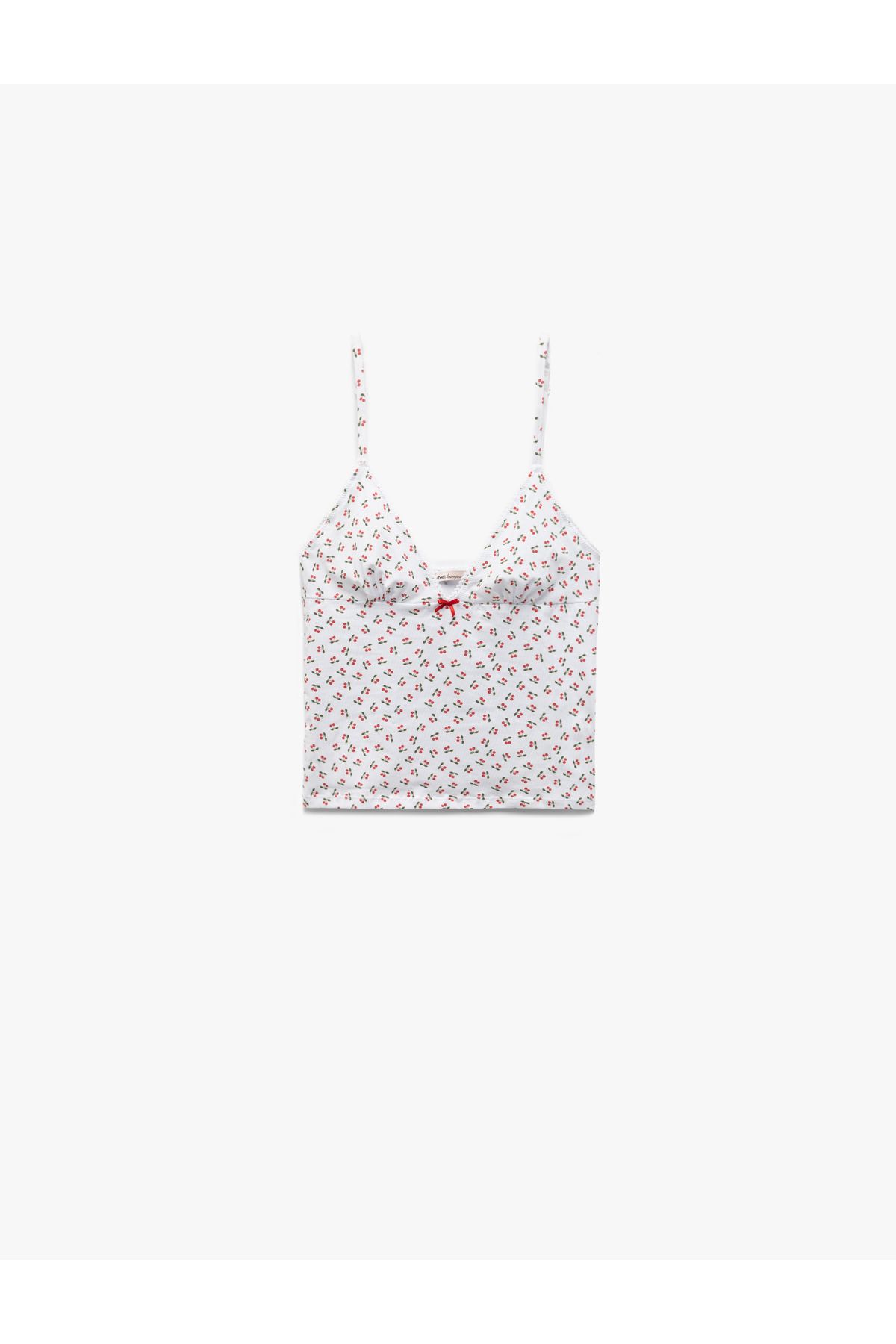 Koton Yeni Sezon Pamuklu İnce Askılı Kiraz Baskılı Pijama Üstü