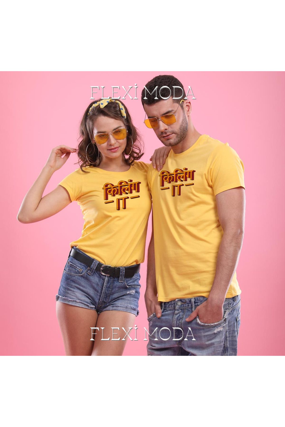Hunors Sportswear & Company Killing It, For Couples Temalı Sevgili Çift Kombini Oversize 2'li Tişört