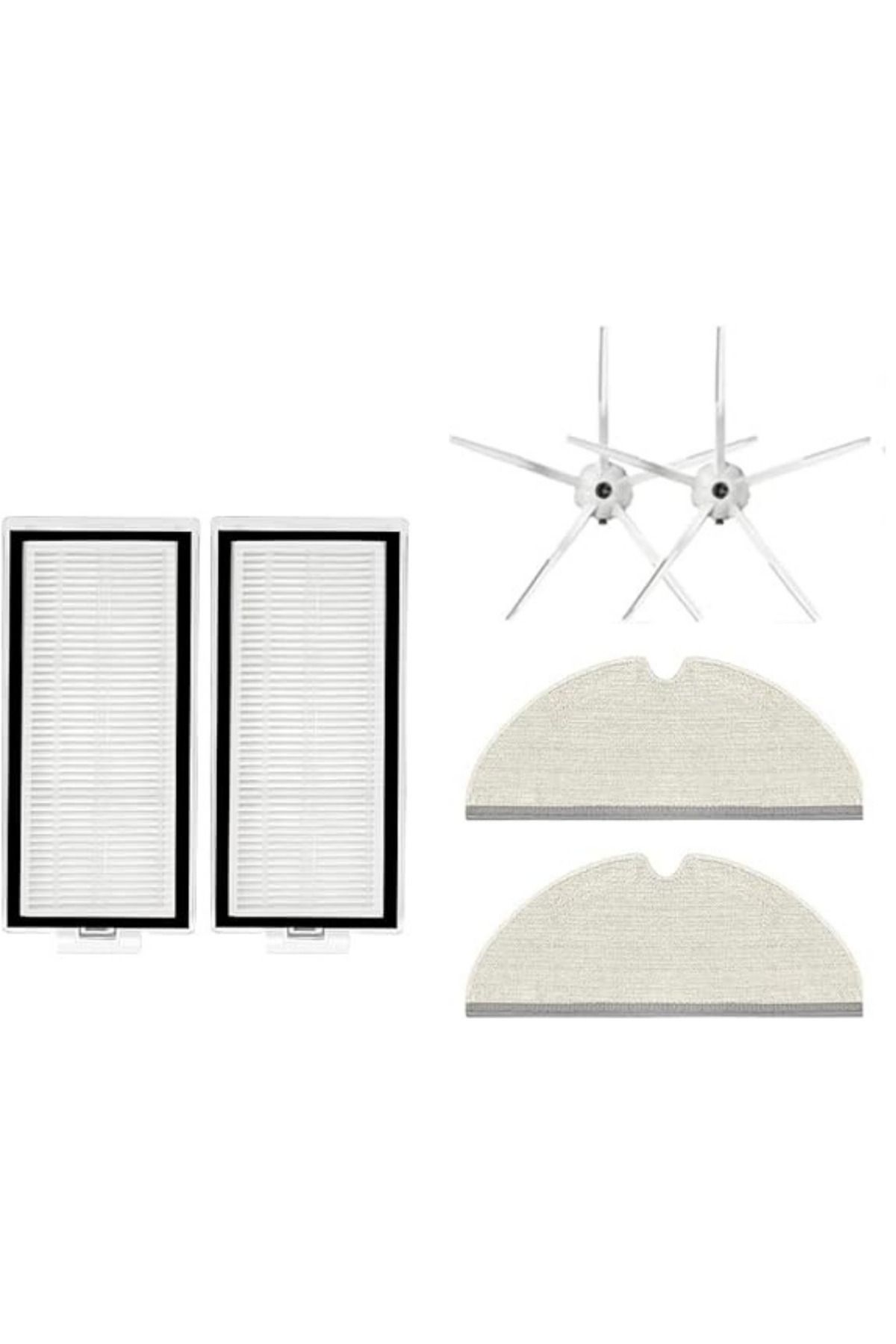 teknotrust Uyumlu Yedek Mop, Fitre ve Fırça Seti, Beyaz, 6 Parça