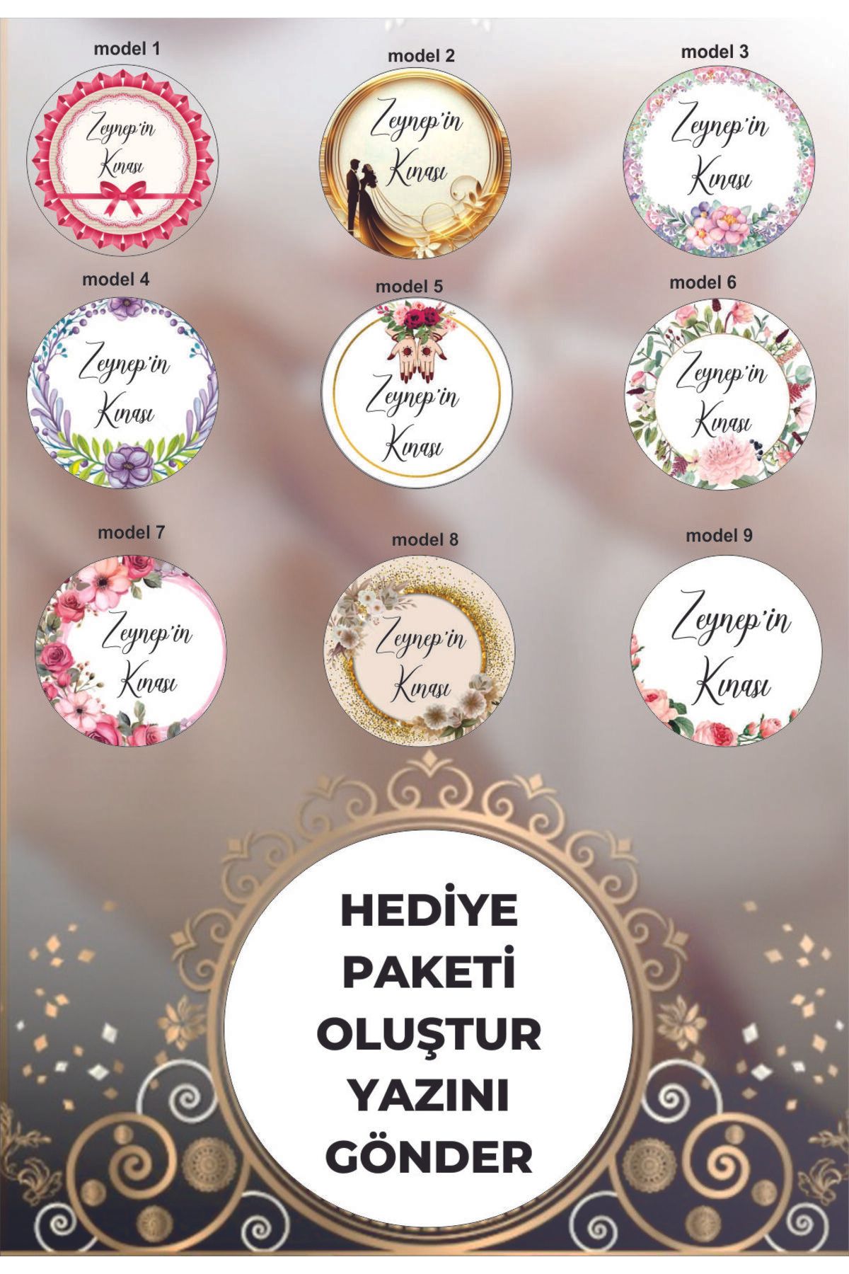 Göktuğ Hediyelik Kına Etiketi -Yapışkanlı Etiket - Söz Düğün Nişan Kına (3X3CM) - 120 - (KİŞİYE ÖZEL STİCKER)