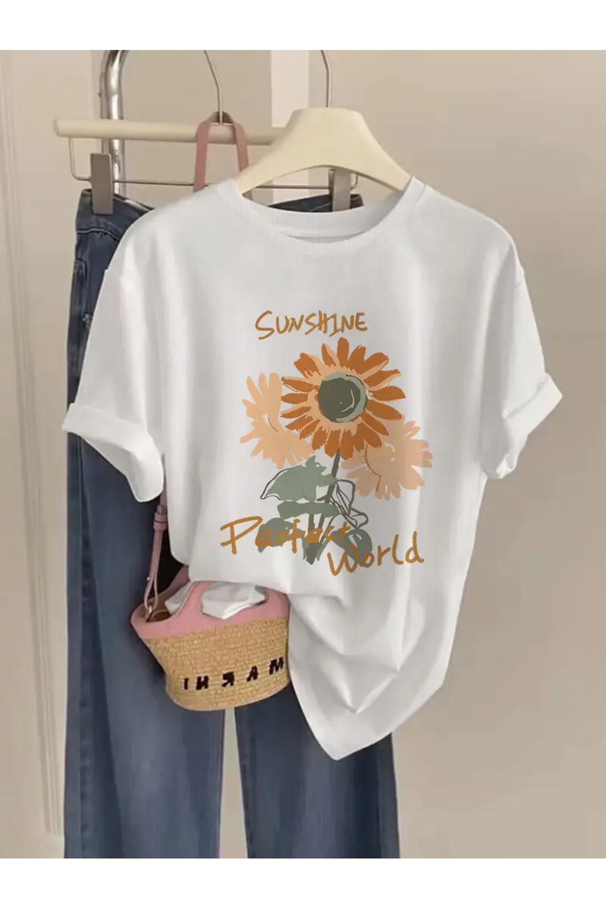 CLASİVA unisex ,Baskılı Oversize Bisiklet Yaka t-shirt