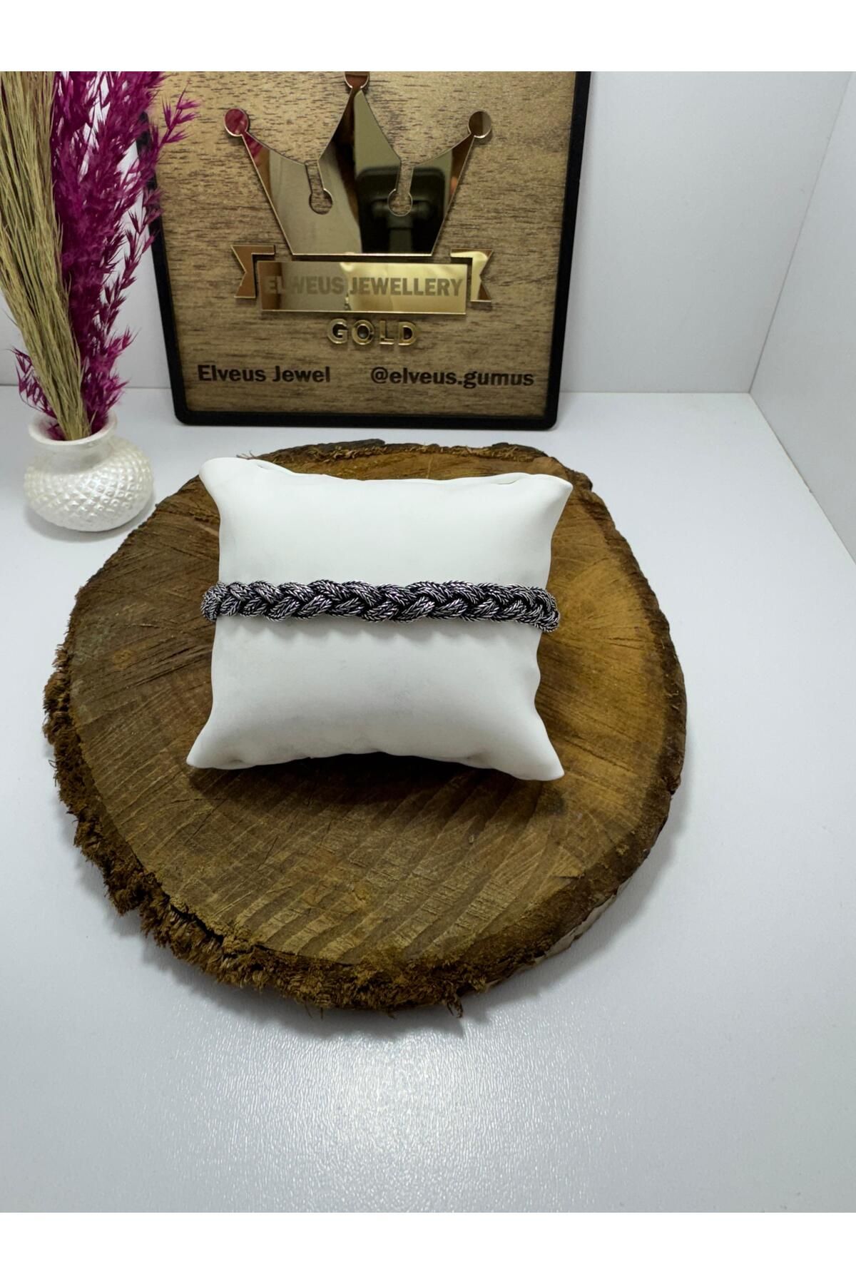 ELVEUS JEWELLERY 925 AYAR GÜMÜŞ İNCE S Lİ EL ÖRMESİ OTANTİK GÜMÜŞ BİLEKLİK