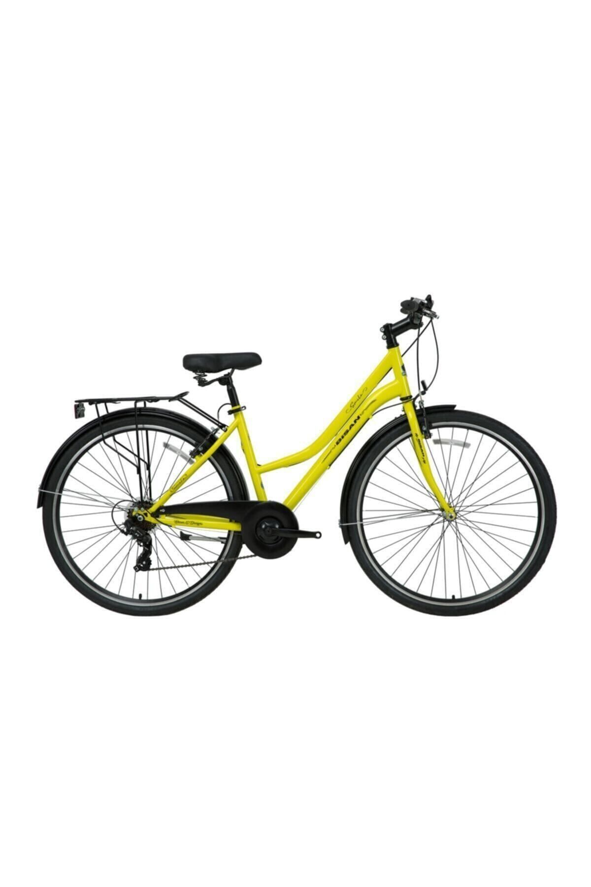 Elioure Kadın Şehir Bisikleti 42cm V 26 Jant 7 Vites Sarı Siyah, Hafif ve Rahat Kullanım