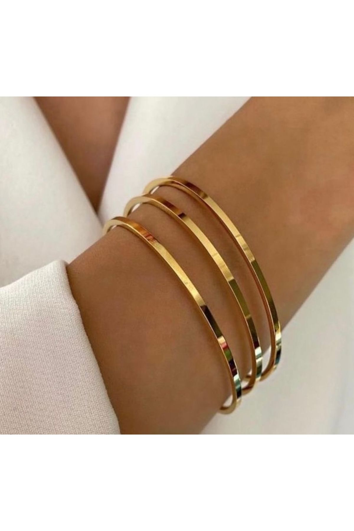 MOİRA Gold Kaplama Çelik Bilezik – 3’lü İnce Set