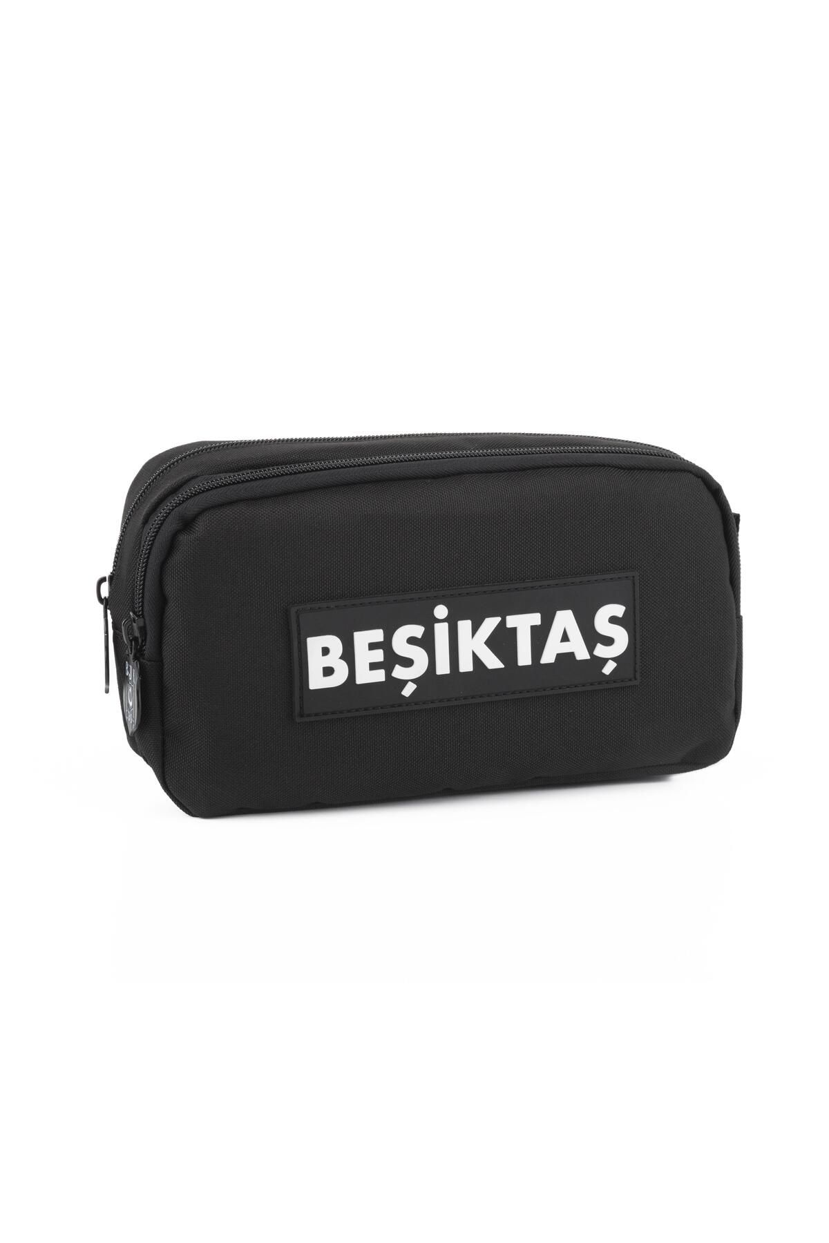 Beşiktaş Beşiktaş Kalem Çantası Beşiktaş Siyah Beyaz Garni 2 Bölmeli Kalemlik