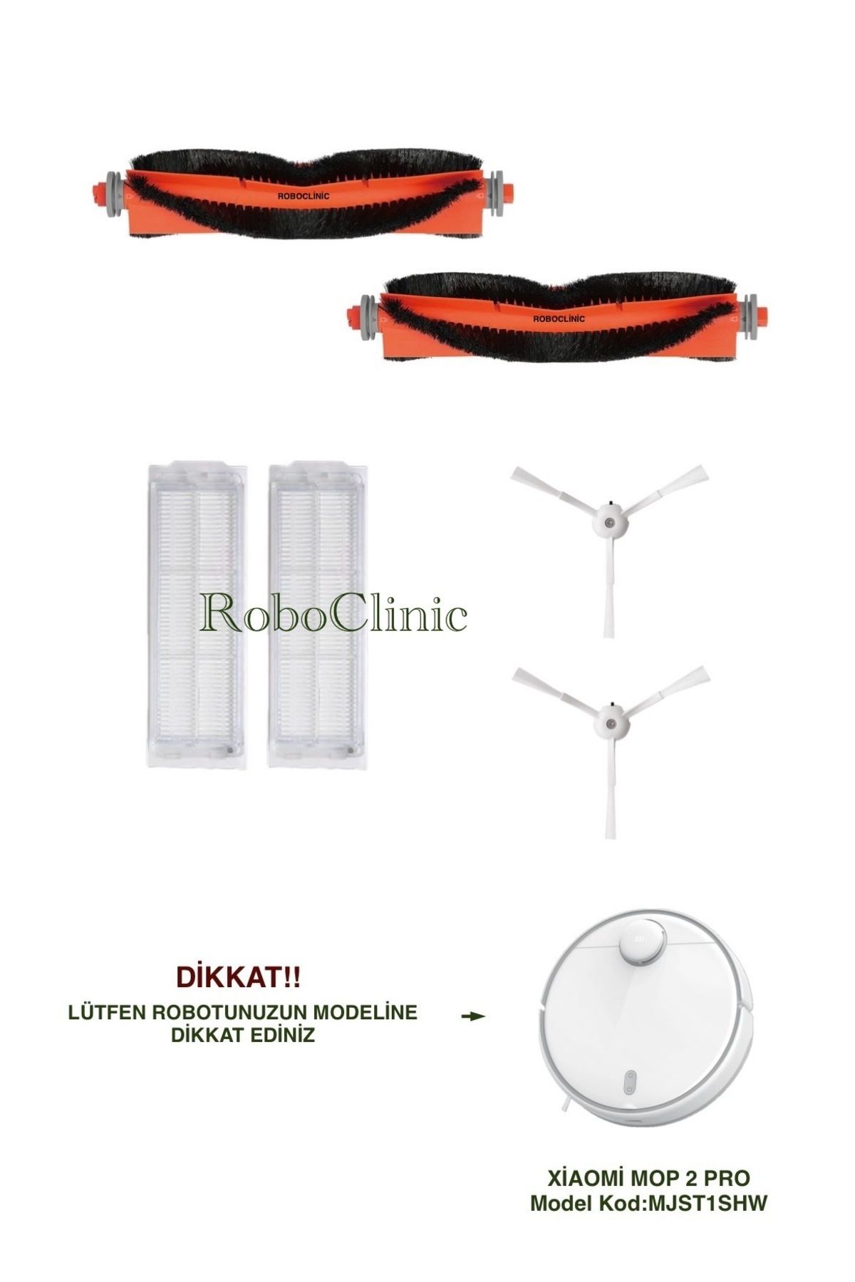 teknotrust Uyumlu 6 Parça Temizlik Seti Xiaomi Mi Robot Vacuum Mop 2 Pro Beyaz