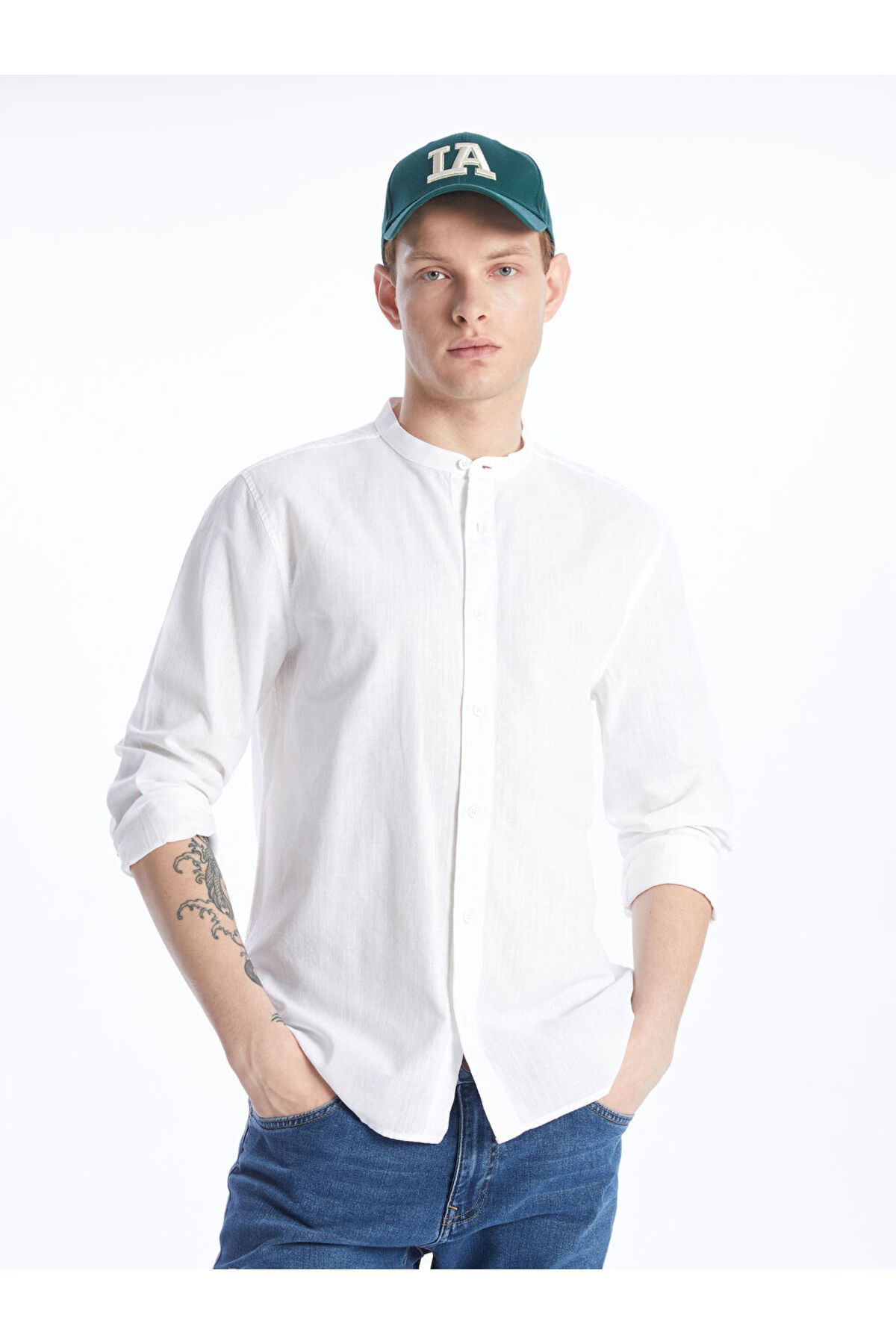 LC Waikiki LCW Regular Fit Uzun Kollu Keten Karışımlı Erkek Gömlek