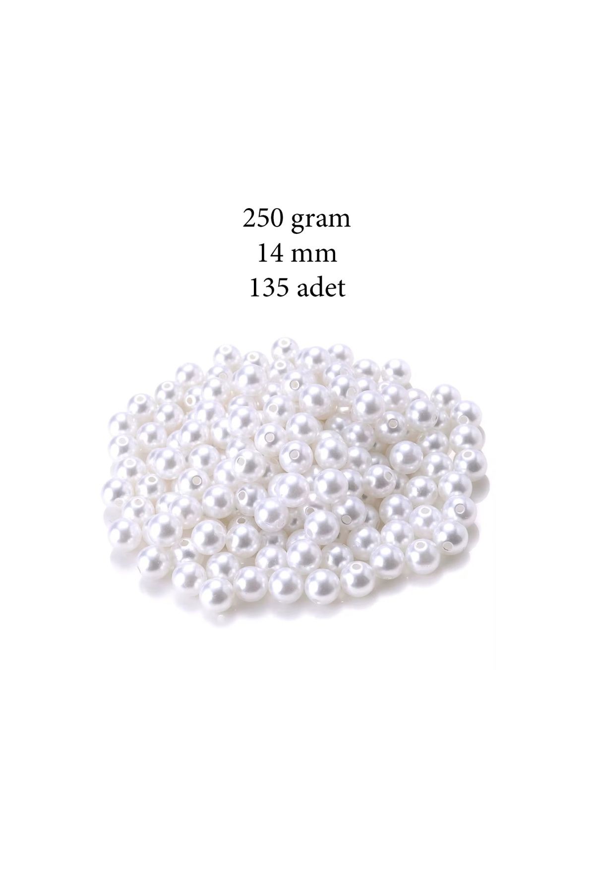 maarketim 250 gram 14mm Beyaz Renk Plastik İnci Boncuk Çanta ve Takı Yapım Boncuğu (~135 adet)