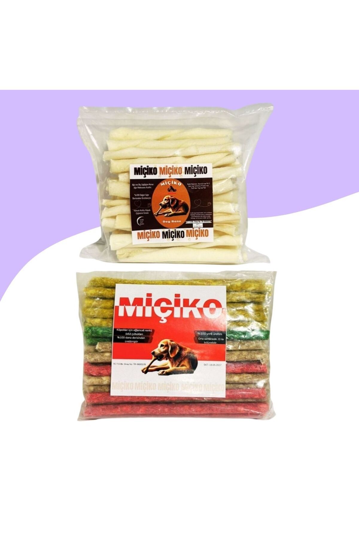 Miçikopet Sütlü Burgu Çubuk 50Lİ + Renkli Munchy Ödül Çubuğu 50Li