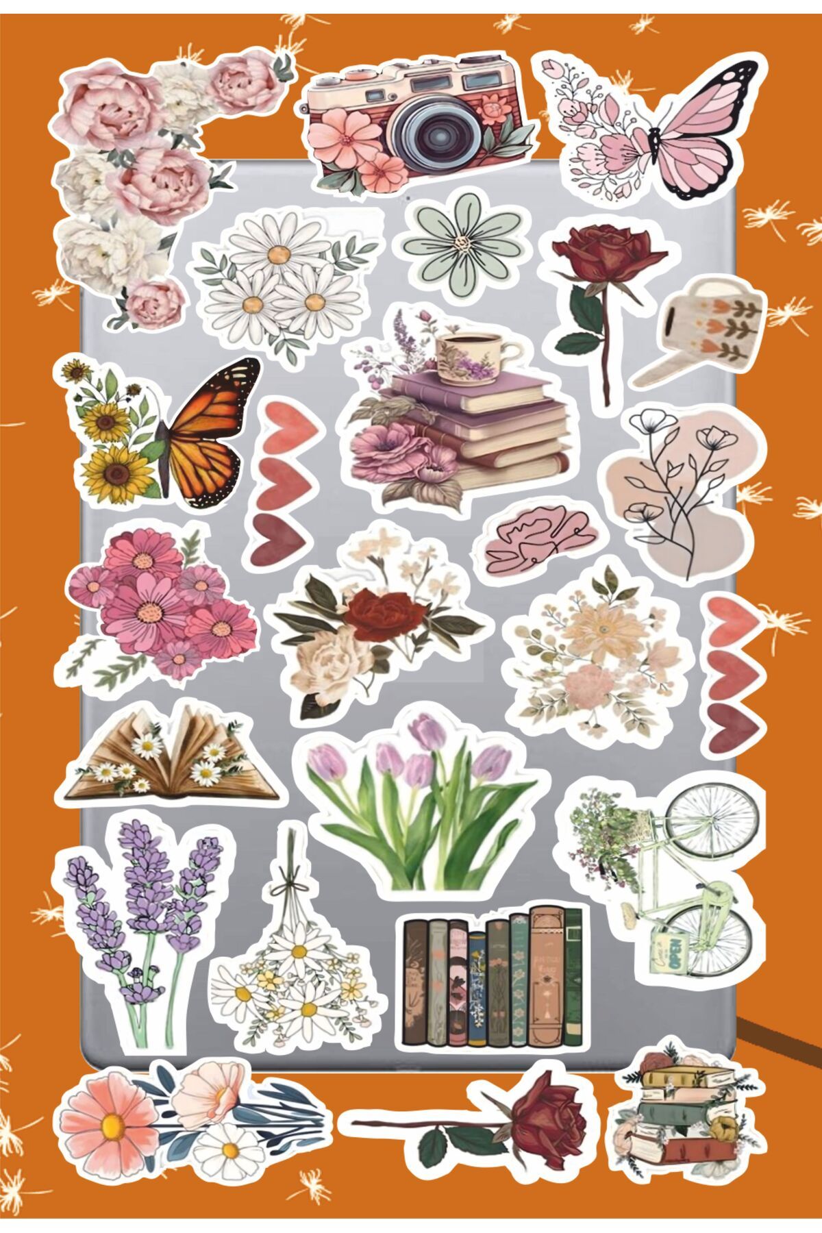 hediyenebak Vintage Aesthetic Flowers Sticker Seti | Laptop Ajanda Notebook Tablet Telefon Defter Etiket Bullet