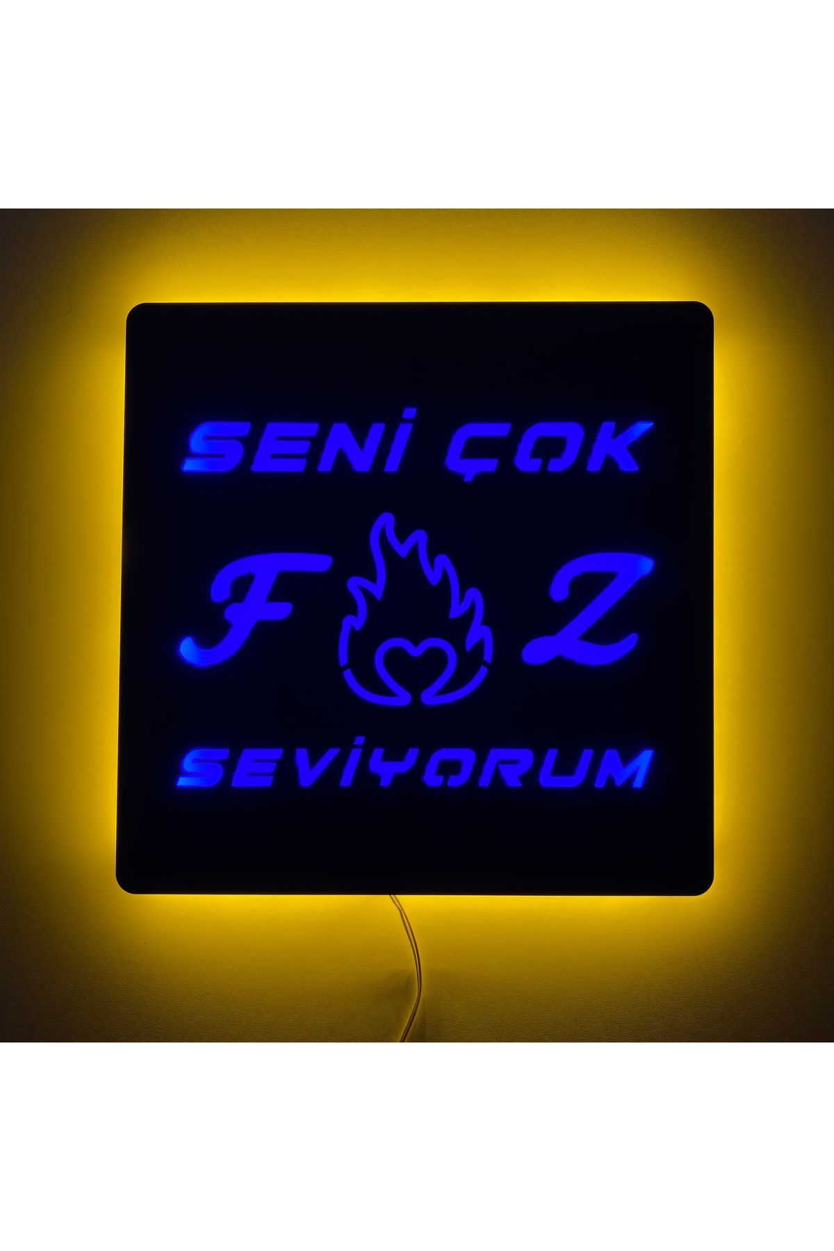 ÖZFA NEON MDF Işıklı Duvar Tablosu 27x27 cm | LED Aydınlatmalı Dekoratif Hediyelik Ahşap Tablo |