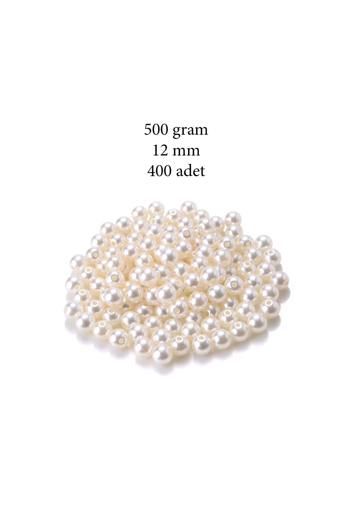 maarketim 500 gram 12mm Krem Renk Plastik İnci Boncuk Çanta ve Takı Yapım Boncuğu (~400 adet)