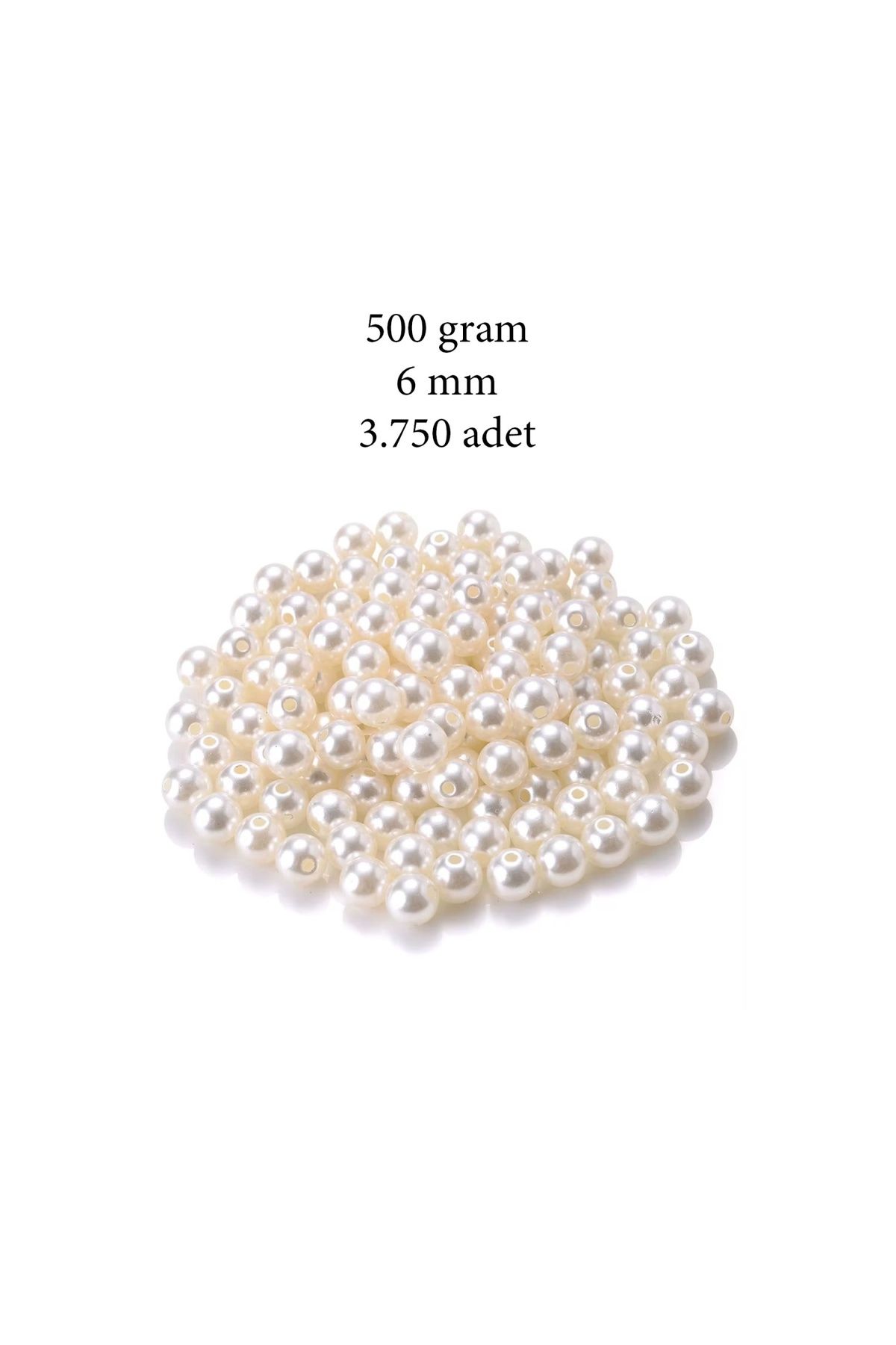 maarketim 500 gram 6mm Krem Renk Plastik İnci Boncuk Çanta ve Takı Yapım Boncuğu (~3.750 adet)