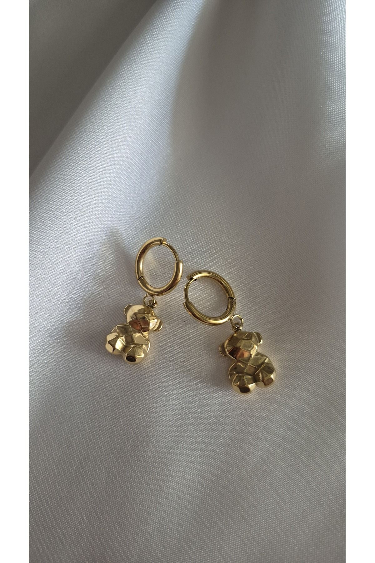 MİLUNXTE Gold Renk Ayıcıklı Sallantılı Halka Küpe Modeli – Sevimli ve Anlamlı Küpe-Çelik Küpe-Ayıcıklı Küpe