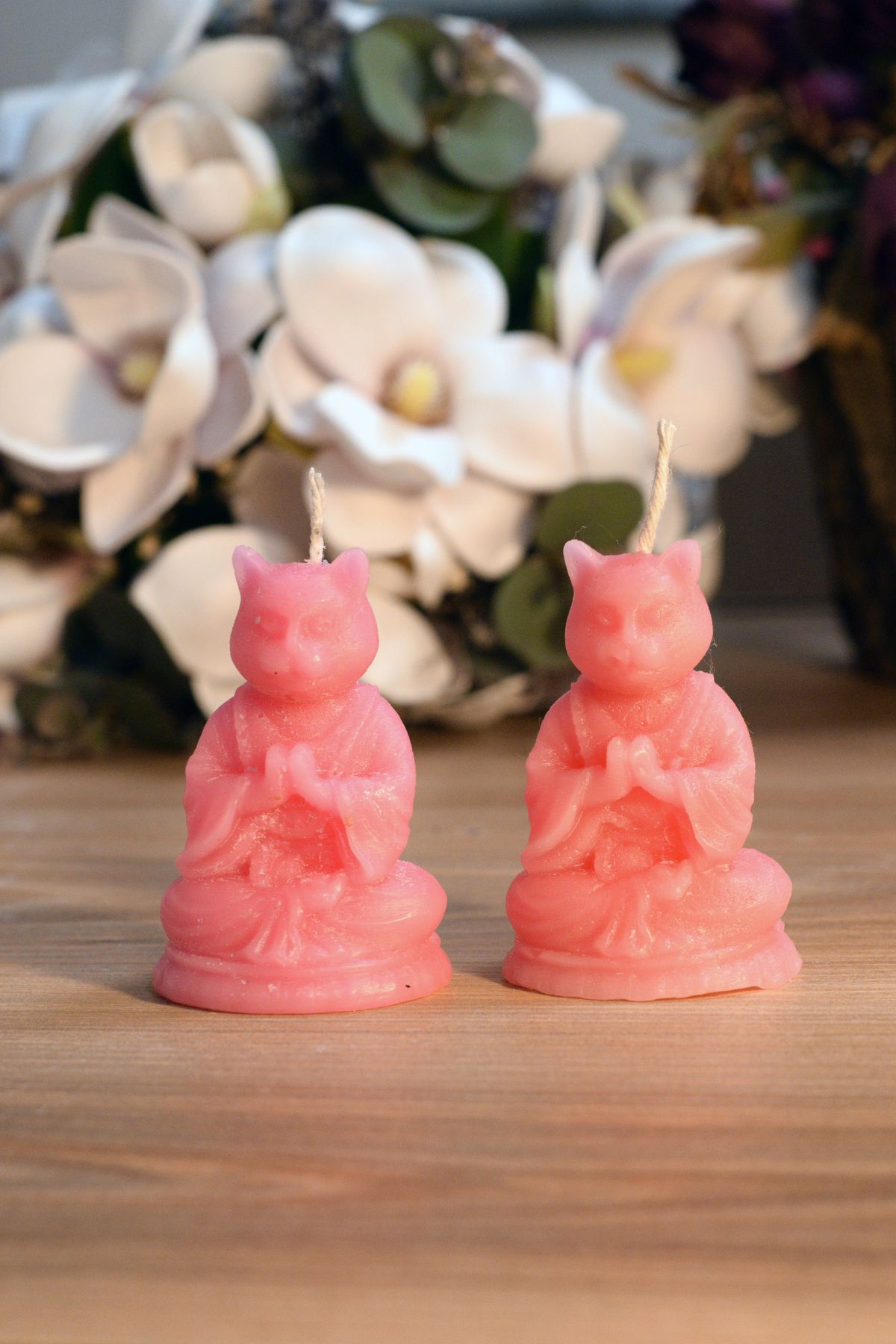 Arven Home Design Amber Kokulu Buda Kedi Mum(İkili)