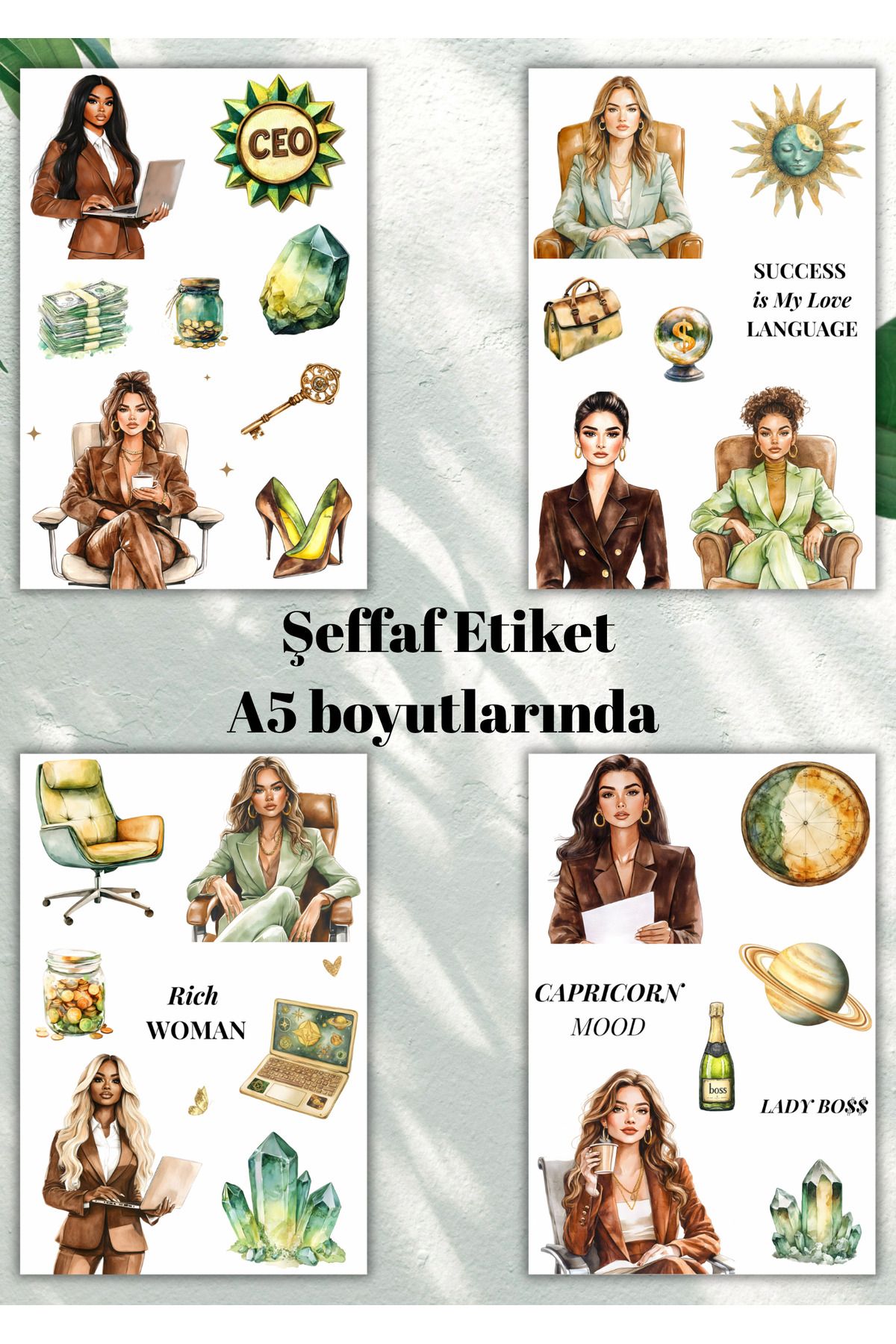 aysaplanner Oğlak Burcu Temalı Şeffaf Etiket Sticker/Ajanda/Bullet Journal/Scrapbook/Defter
