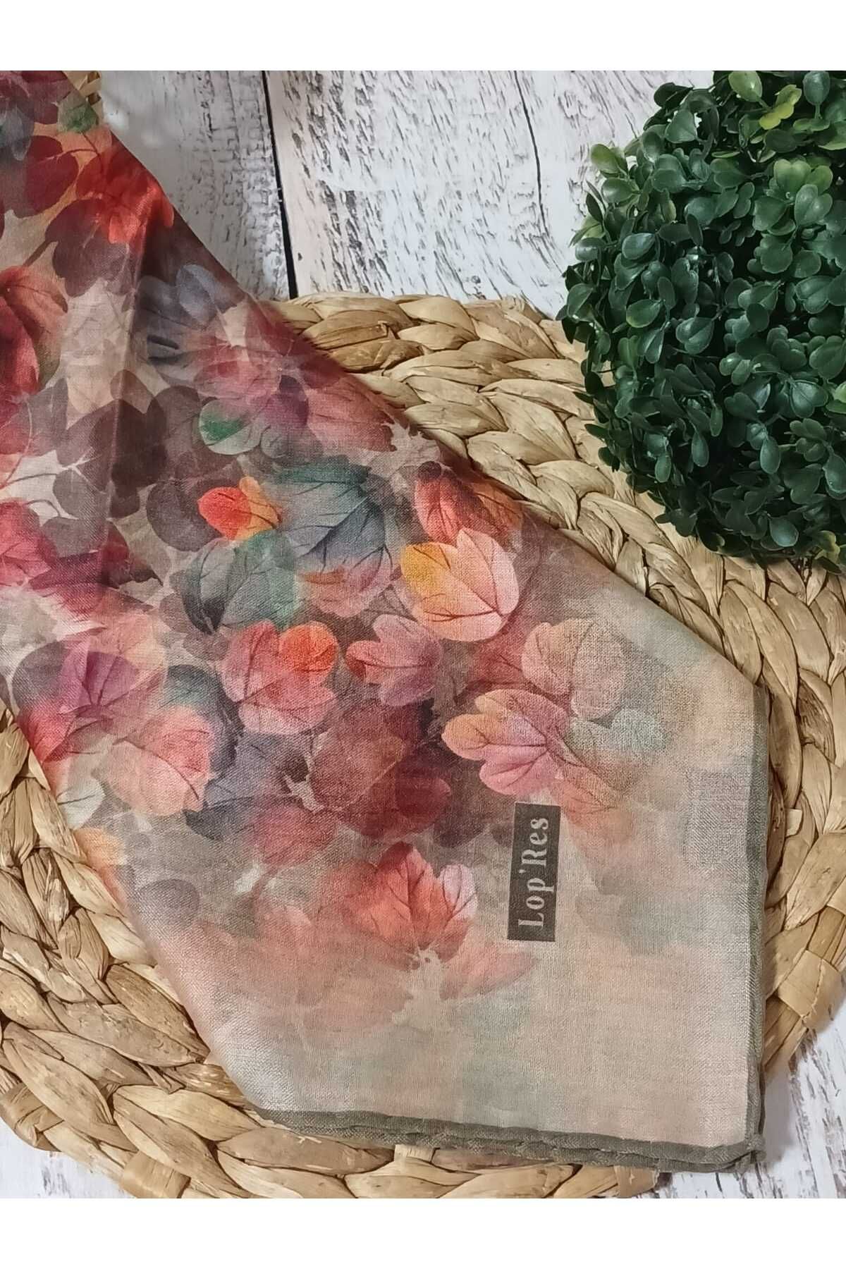 Aydmr Aksesuar Lopres Yaprak Desenli Pamuk Soft Eşarp