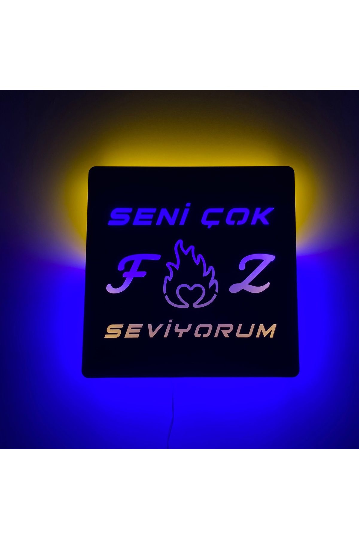 ÖZFA NEON MDF Işıklı Duvar Tablosu 27x27 cm | LED Aydınlatmalı Dekoratif Hediyelik Ahşap Tablo |