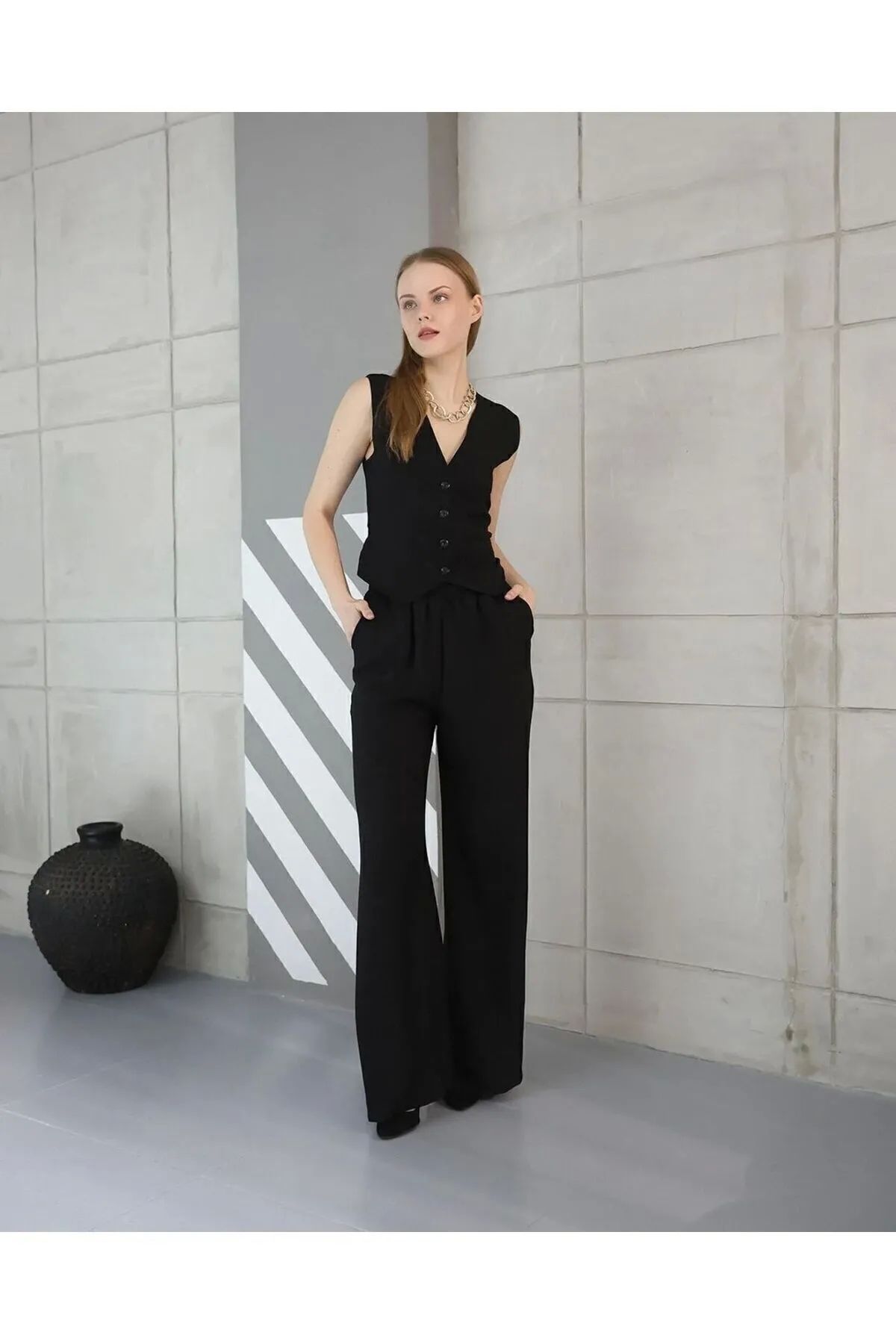 GENCULUS Rahat Form Yelekli Pantolon Takım Modern Fit Keten Takım