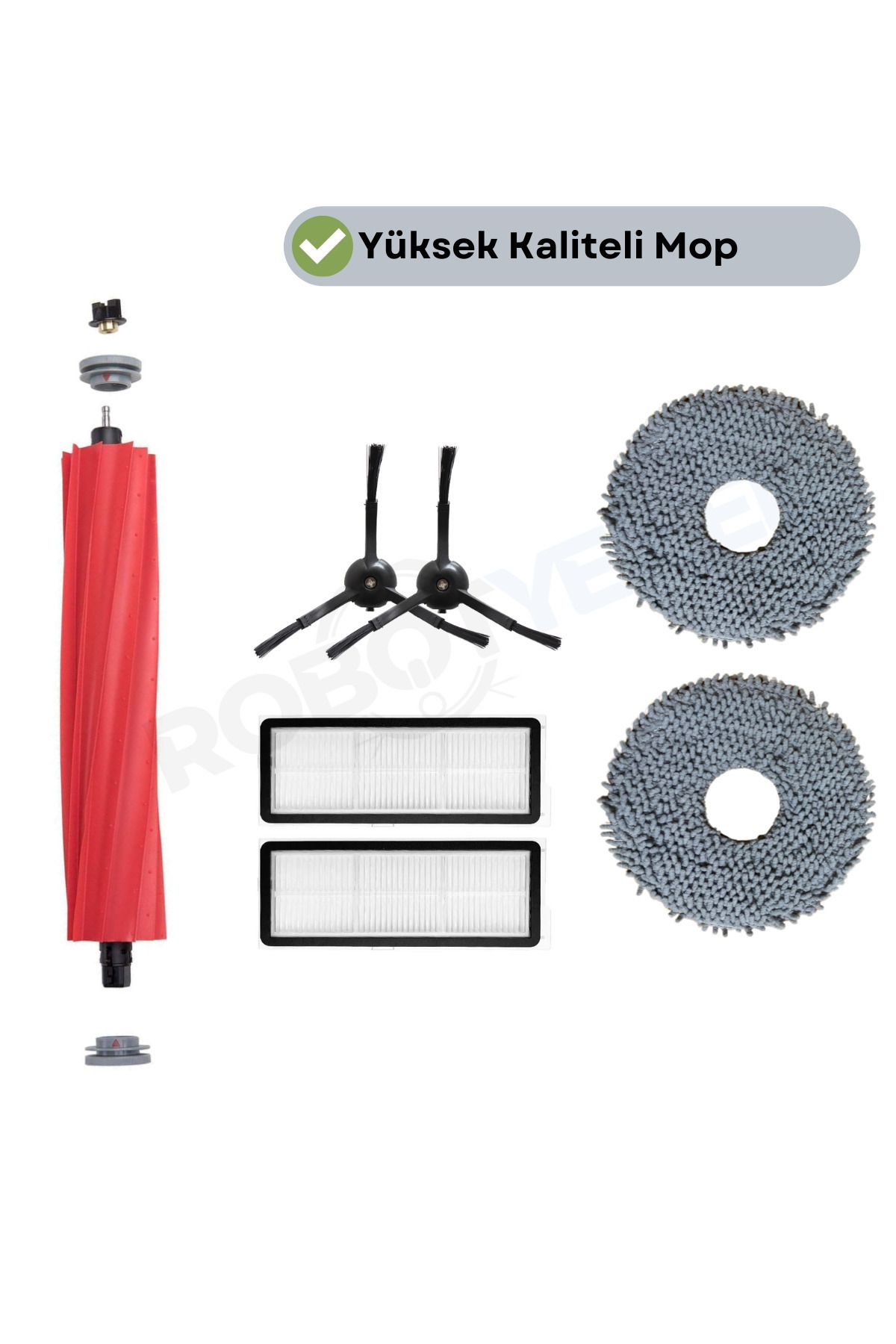 teknotrust Uyumlu Fırça Hepa Filtre Mop Seti, Siyah, 7 Parça