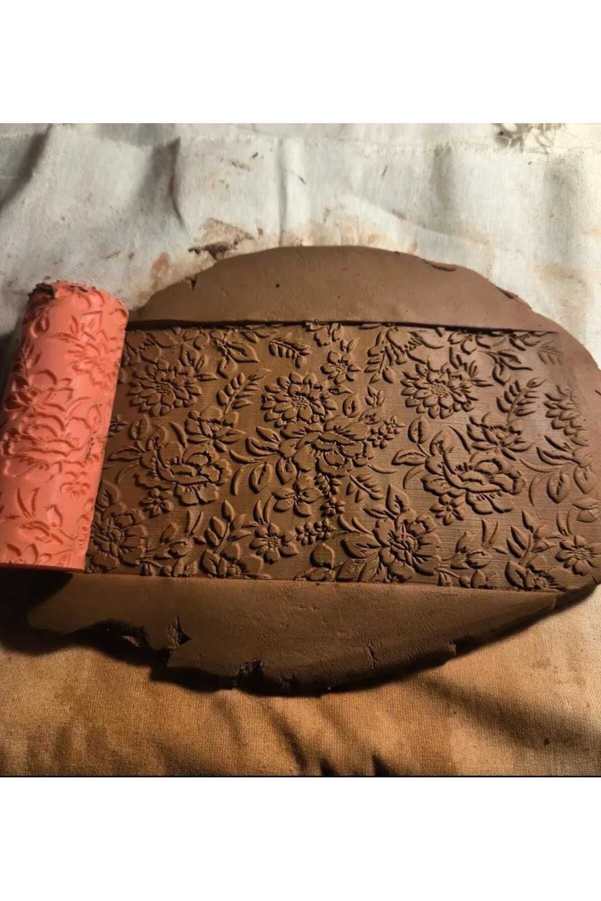 Enbceramic 10 CM ÇİÇEKLER SERAMİK & POLİMER KİL DOKU RULOSU DESEN OKLAVASI