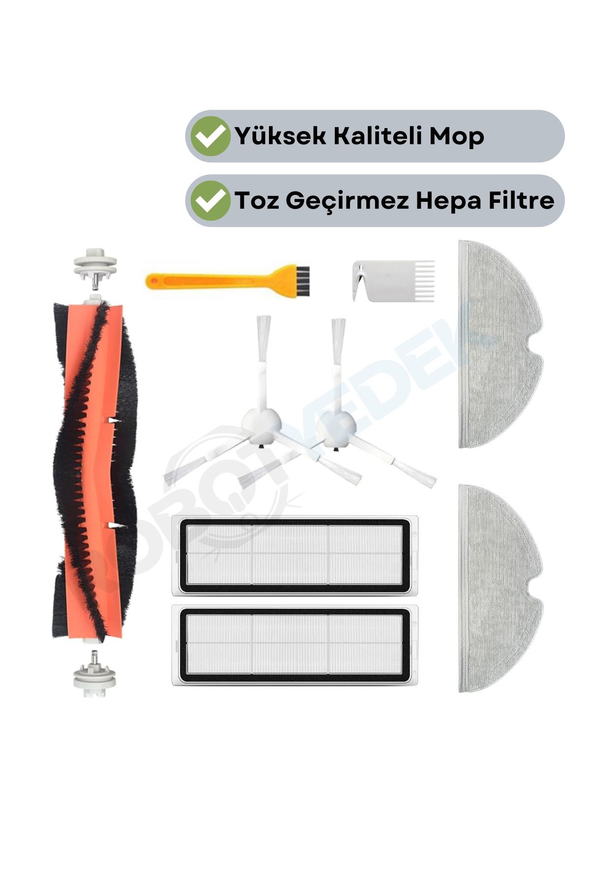 teknotrust Uyumlu Yedek Fırça Hepa Filtre Mop Seti 9 Parça