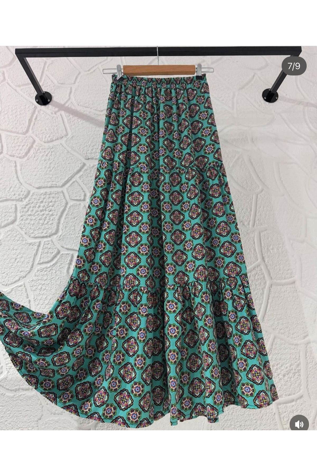 MERVIS BUTIK PAMUKLU KAT KAT MODEL LASTİKLİ VİSKON ETEK