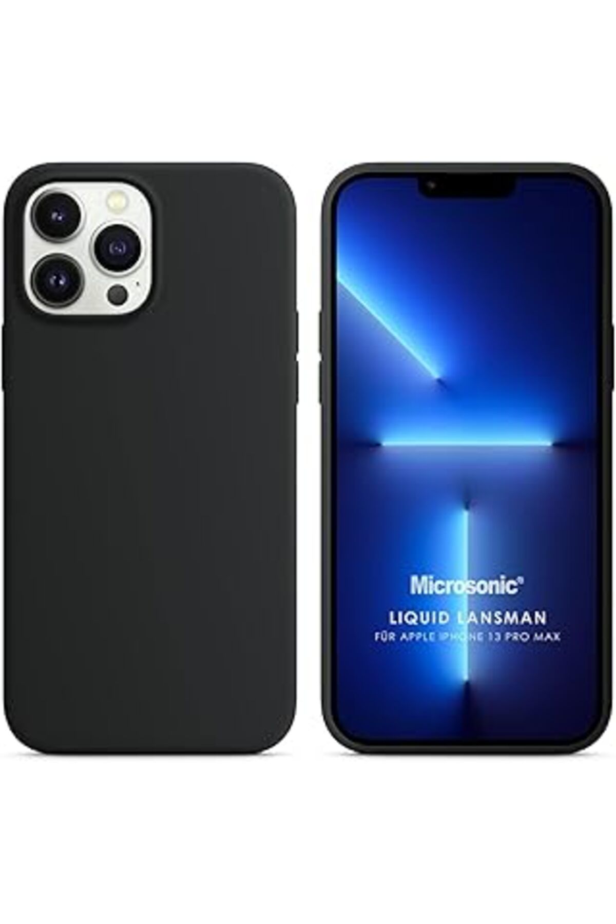 Pazarcan Microsonic Apple Iphone 13 Pro Max Için Kılıf Liquid Lansman Silikon Siyah [Iphone 13 Pro Max Ile U