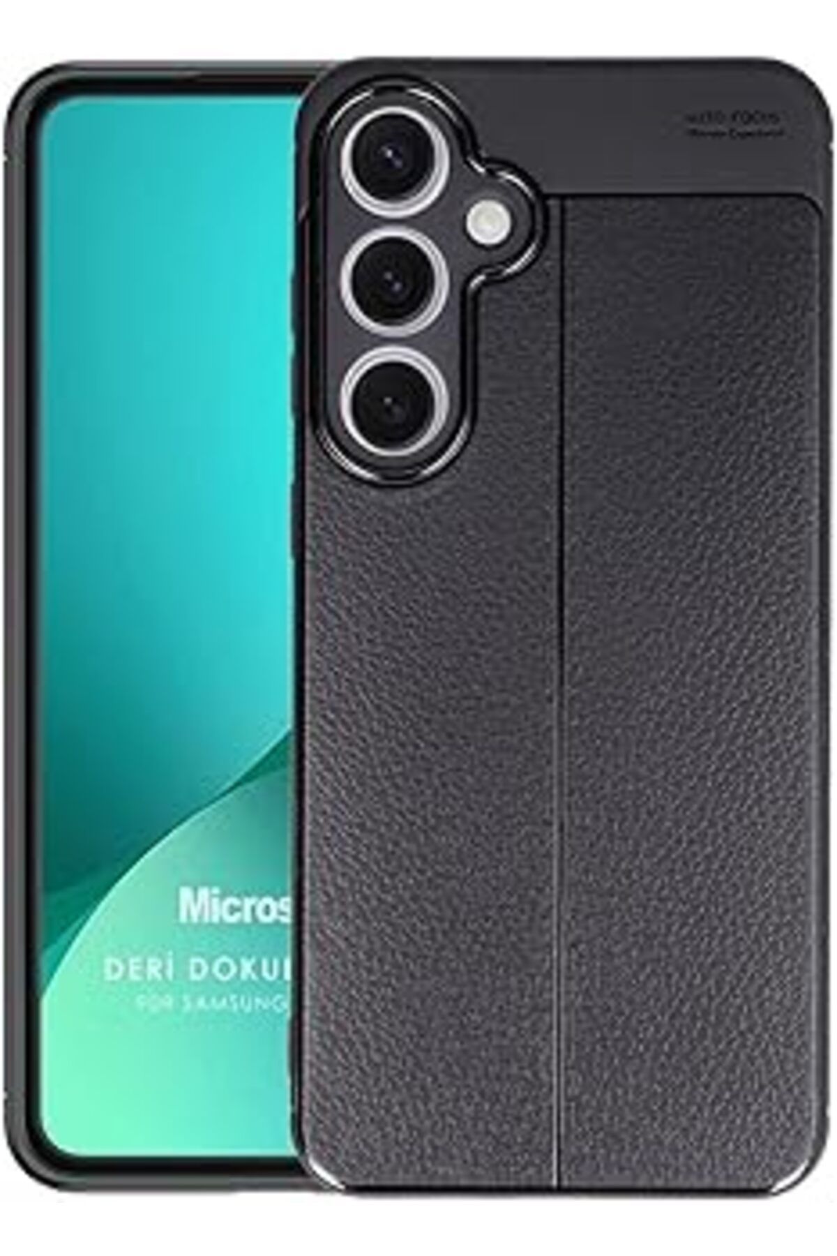Pazarcan Microsonic Samsung Galaxy S24 Fe Kılıf Deri Dokulu Silikon Siyah [Galaxy S24 Fe Ile Uyumlu Kılıf -